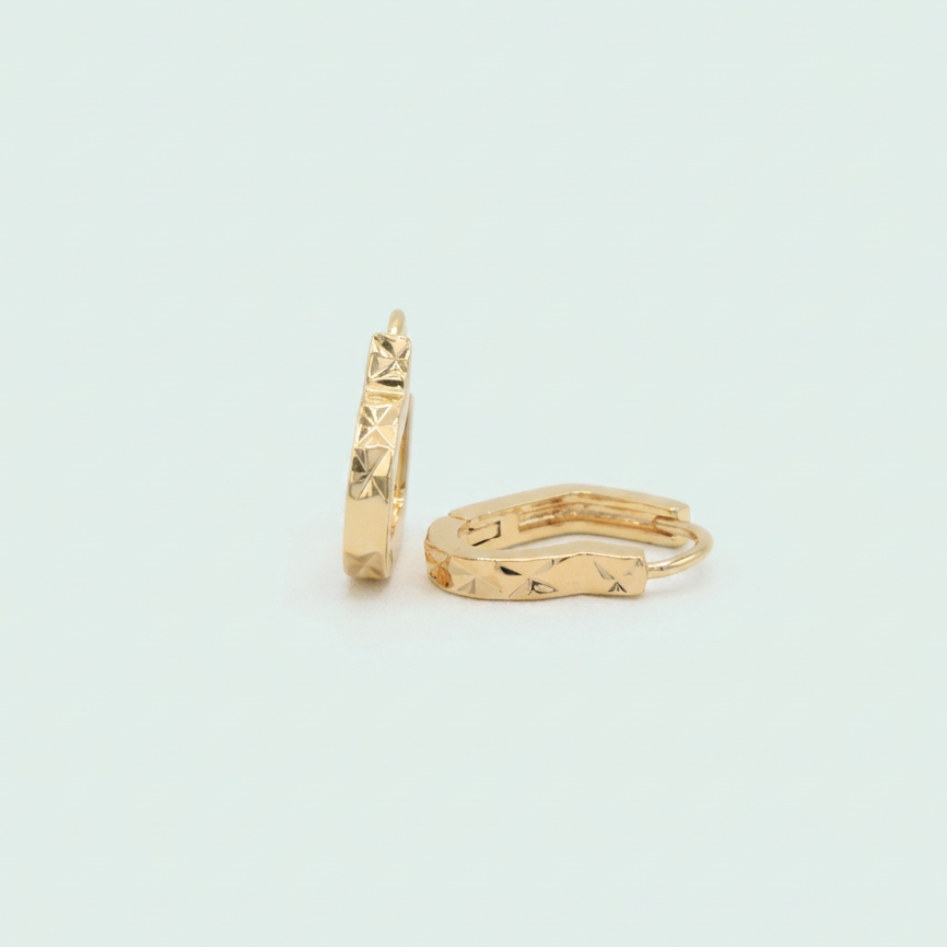 Arete de Grapa de Oro Laminado con Diseño de Corazón Facetado mod. 1251