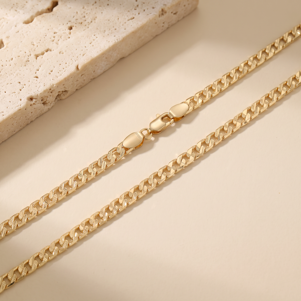 Cadena de Oro Laminado con Tejido Cubano Diamantado mod.1562