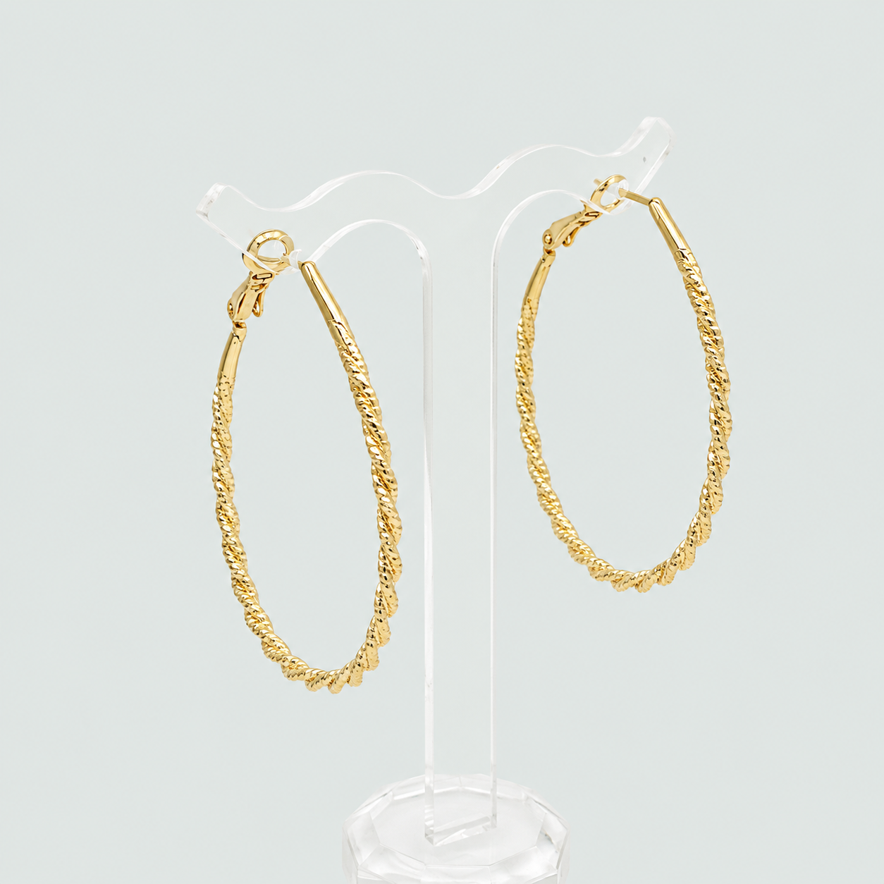 Arracada de Goldfilled Ovalado con Diseño Torzal Grande mod. 1359