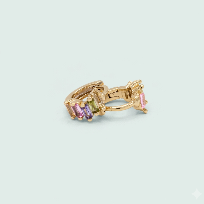 Grapa de Goldfilled con Zirconias Rectangulares Rosa y Verde mod. 1385