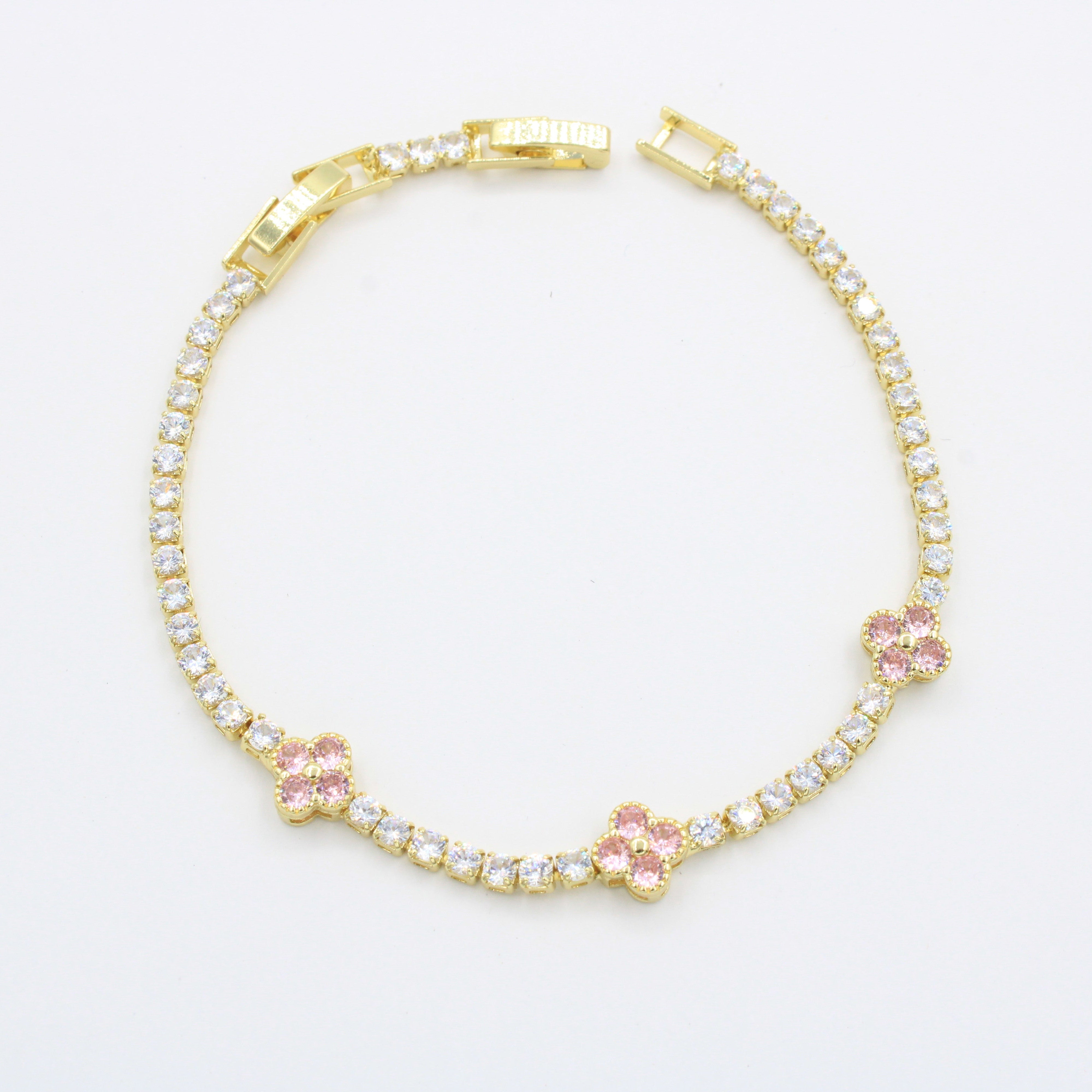 Paquete Pulseras 3 pz Tréboles Rosa mod. 13003