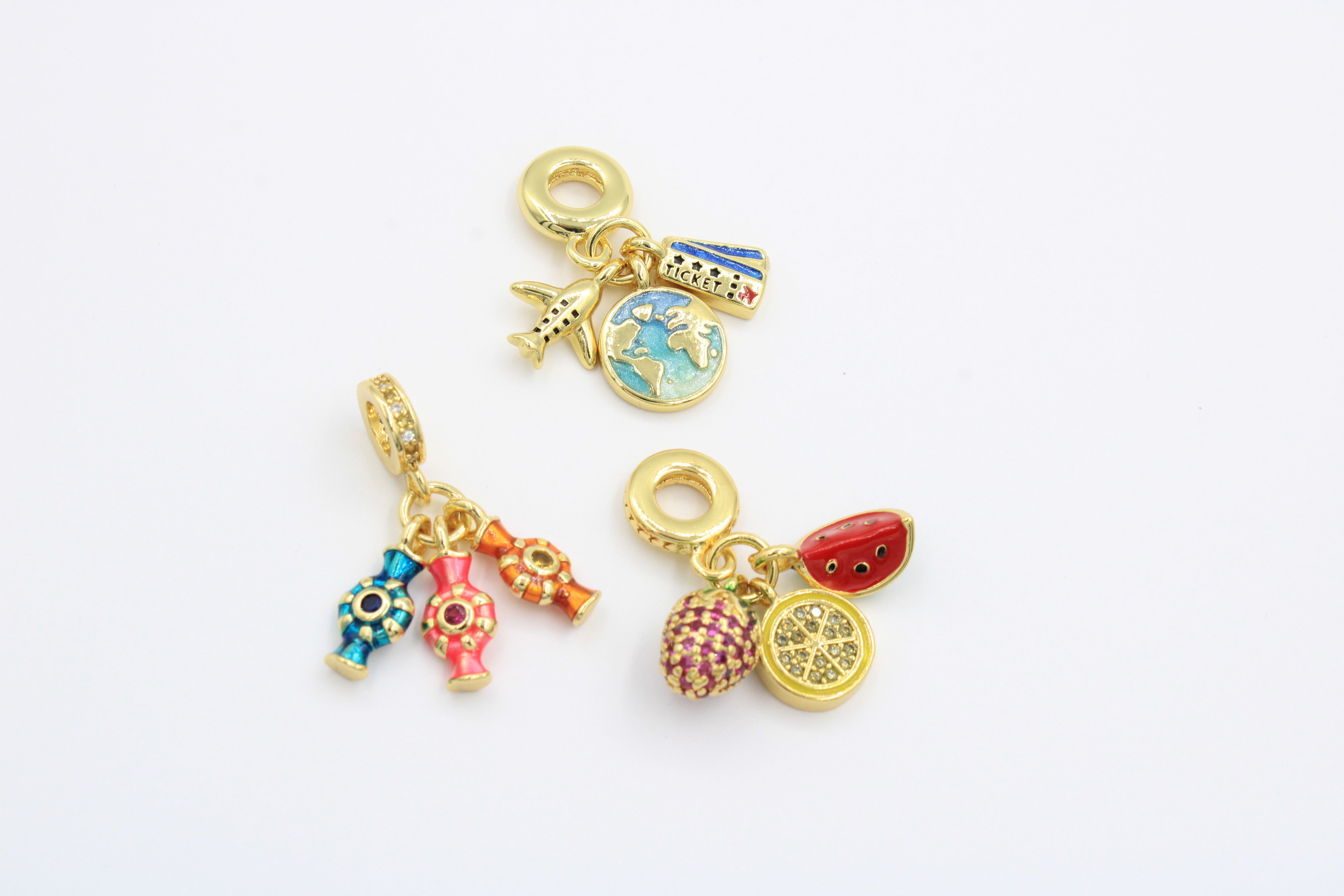 Paquete 3pz Dijes de Goldfilled mod. 14001