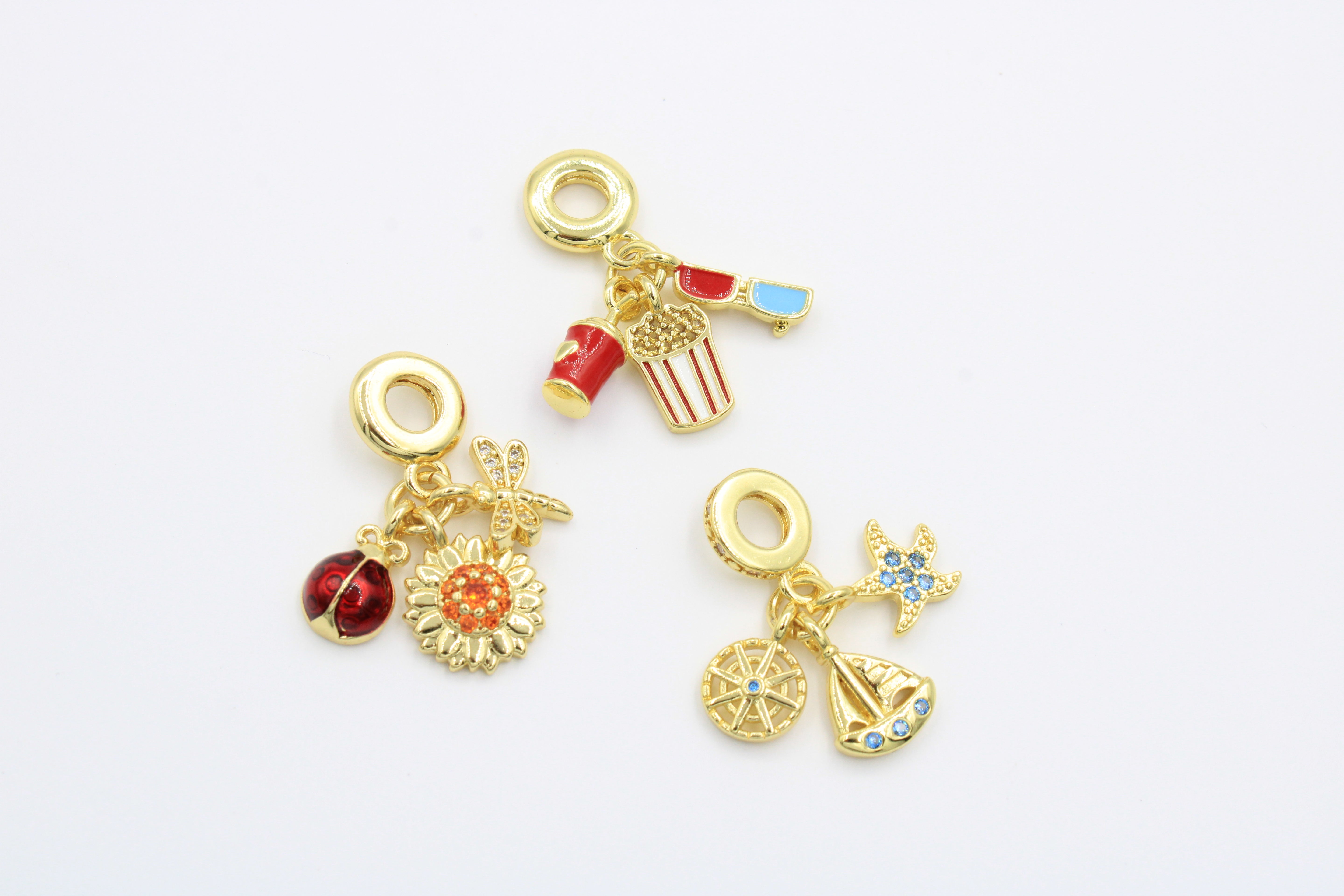 Paquete 3pz Dijes de Goldfilled mod. 14002