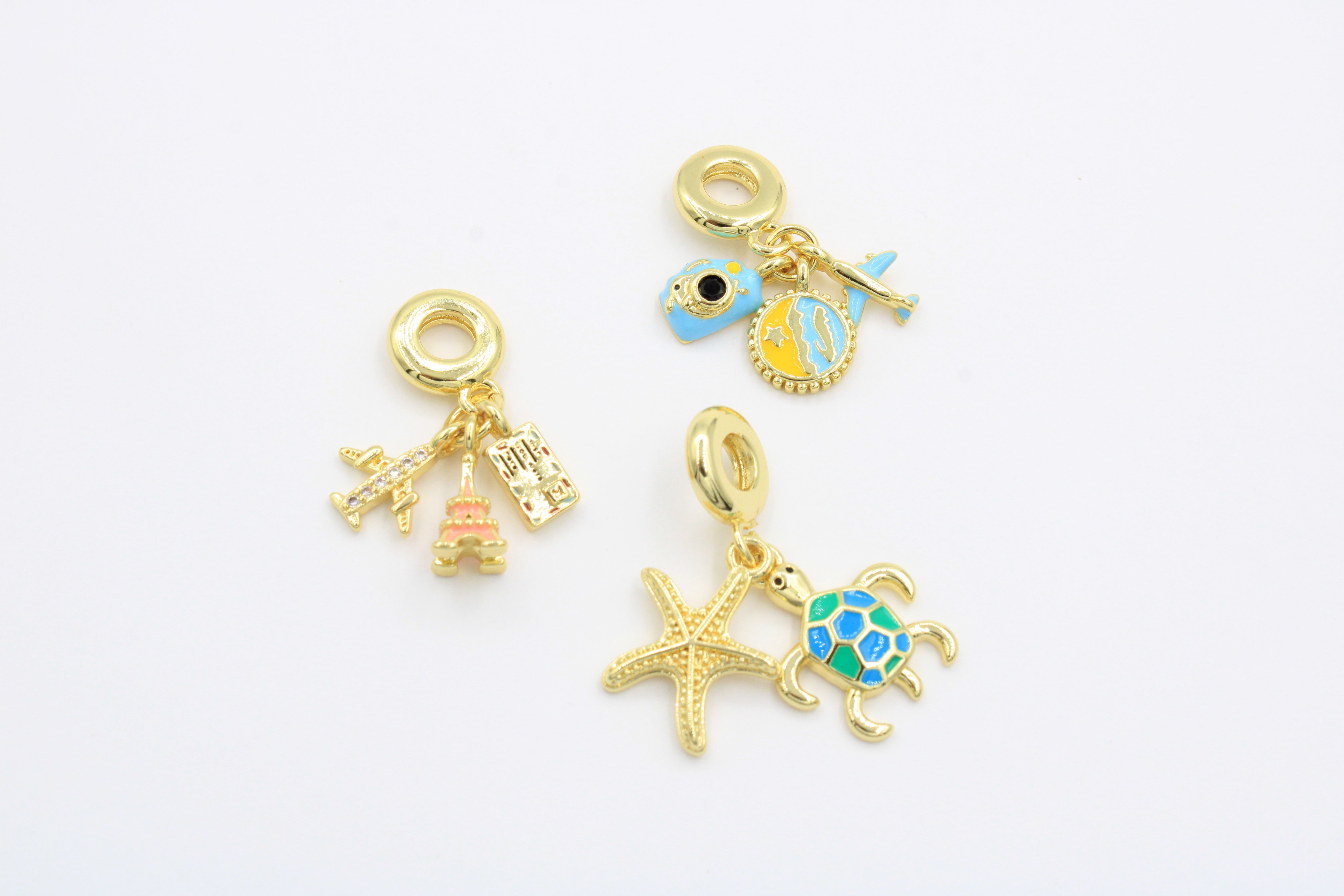 Paquete 3pz Dijes de Goldfilled mod. 14004