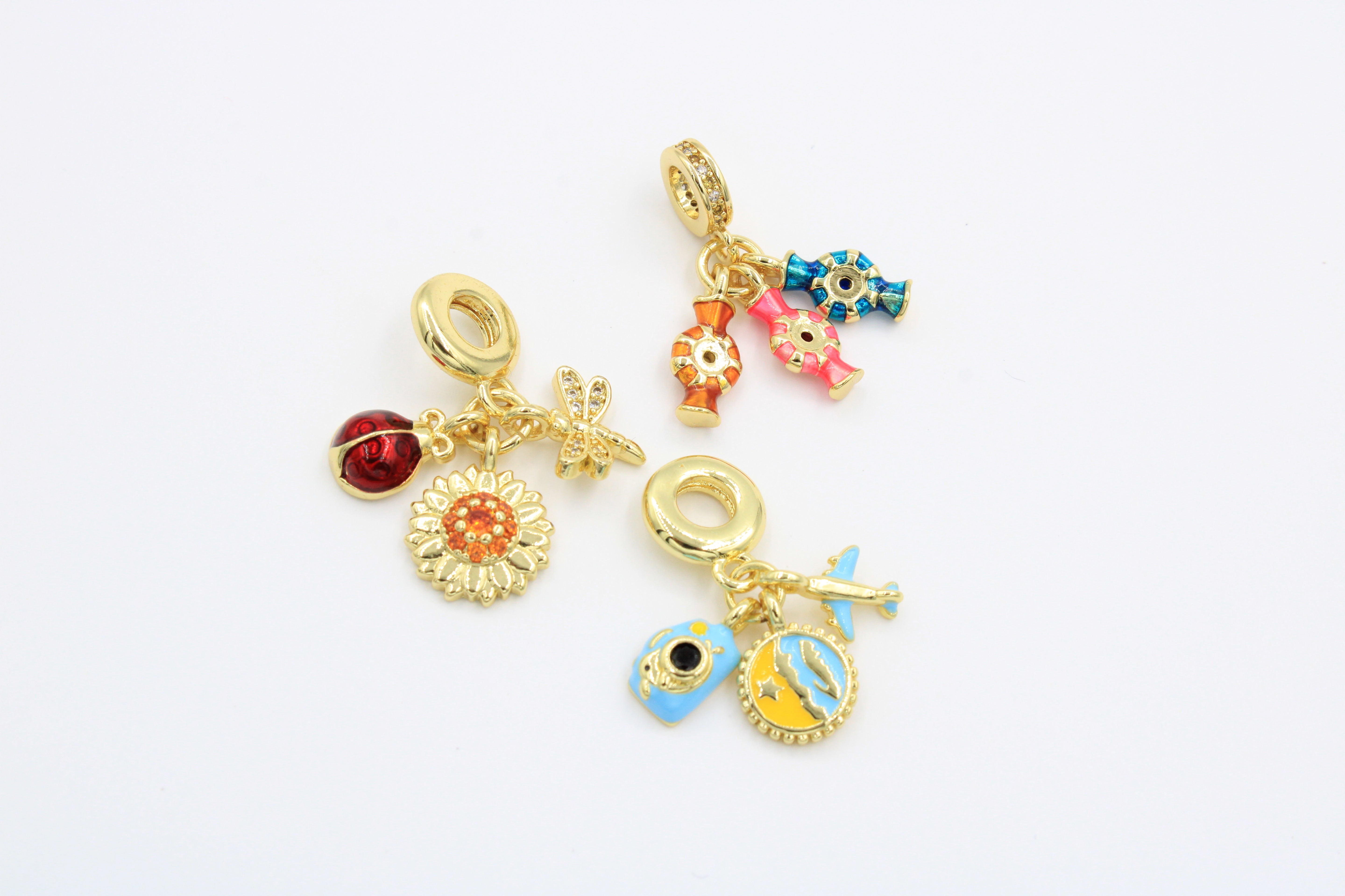 Paquete 3pz Dijes de Goldfilled mod. 14007