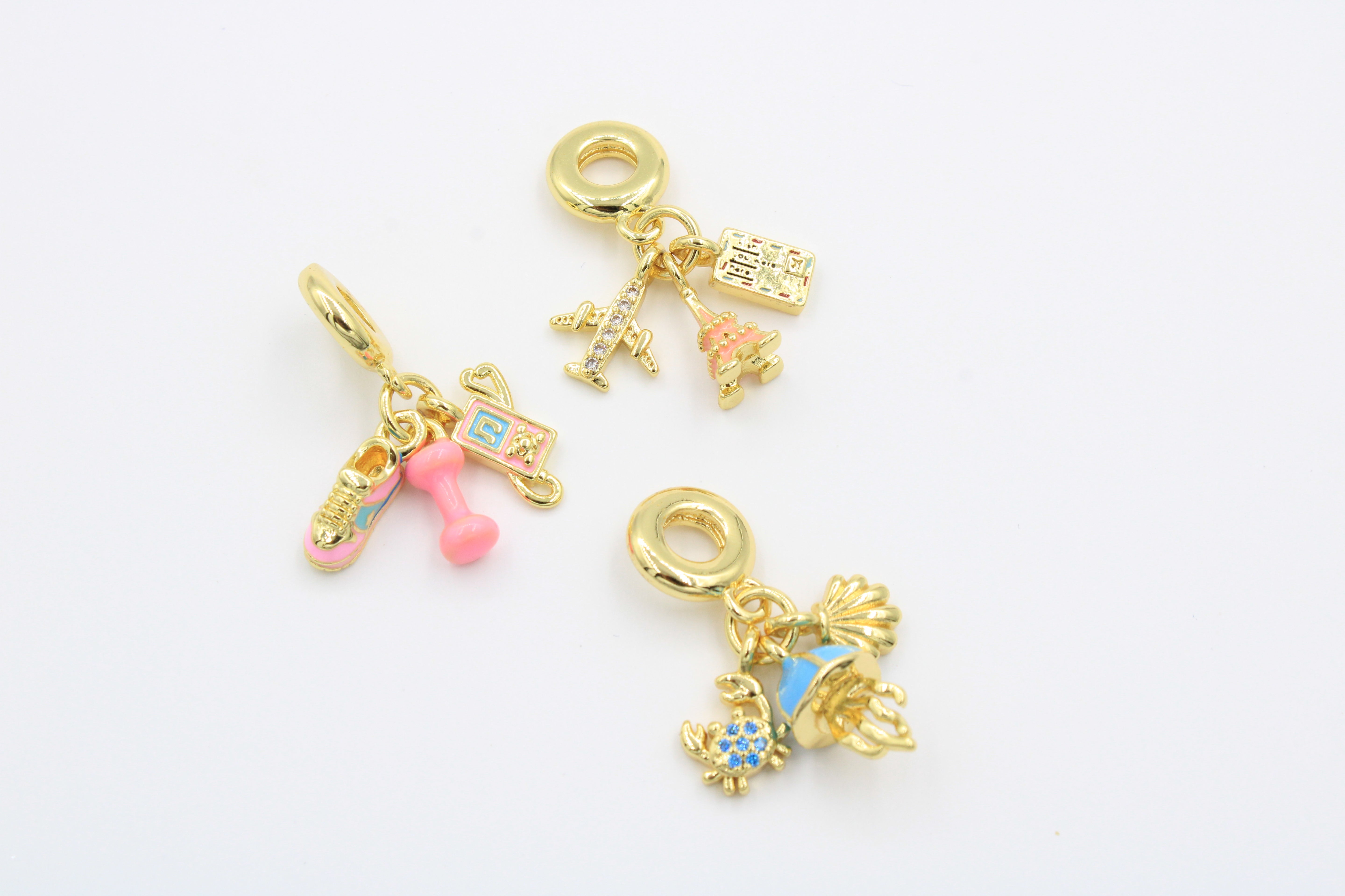 Paquete 3pz Dijes de Goldfilled mod. 14008