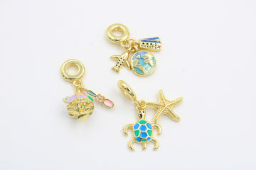 Paquete 3pz Dijes de Goldfilled mod. 14009