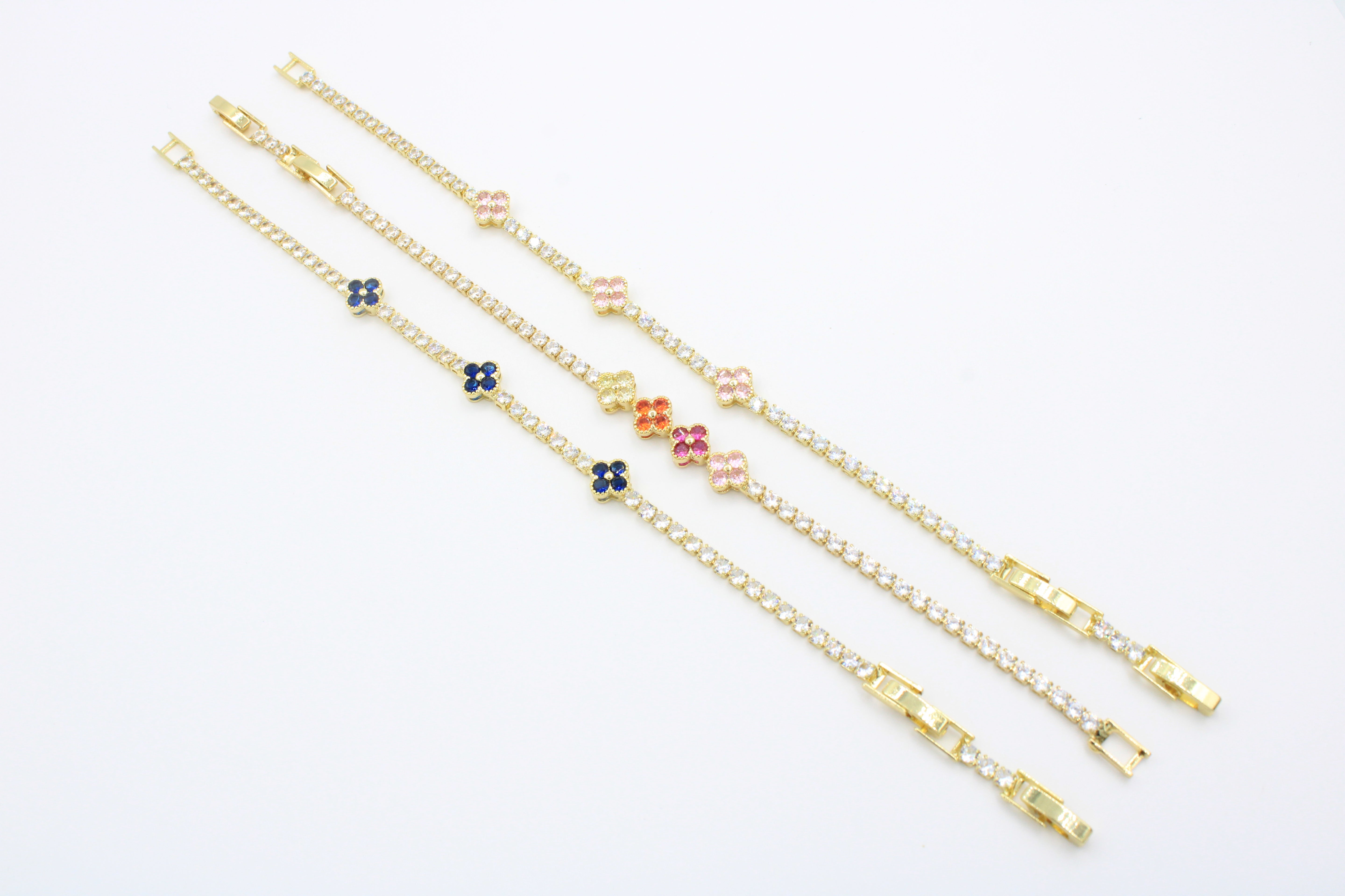 Paquete 3pz Pulseras Goldfilled de Trébol mod. 13016