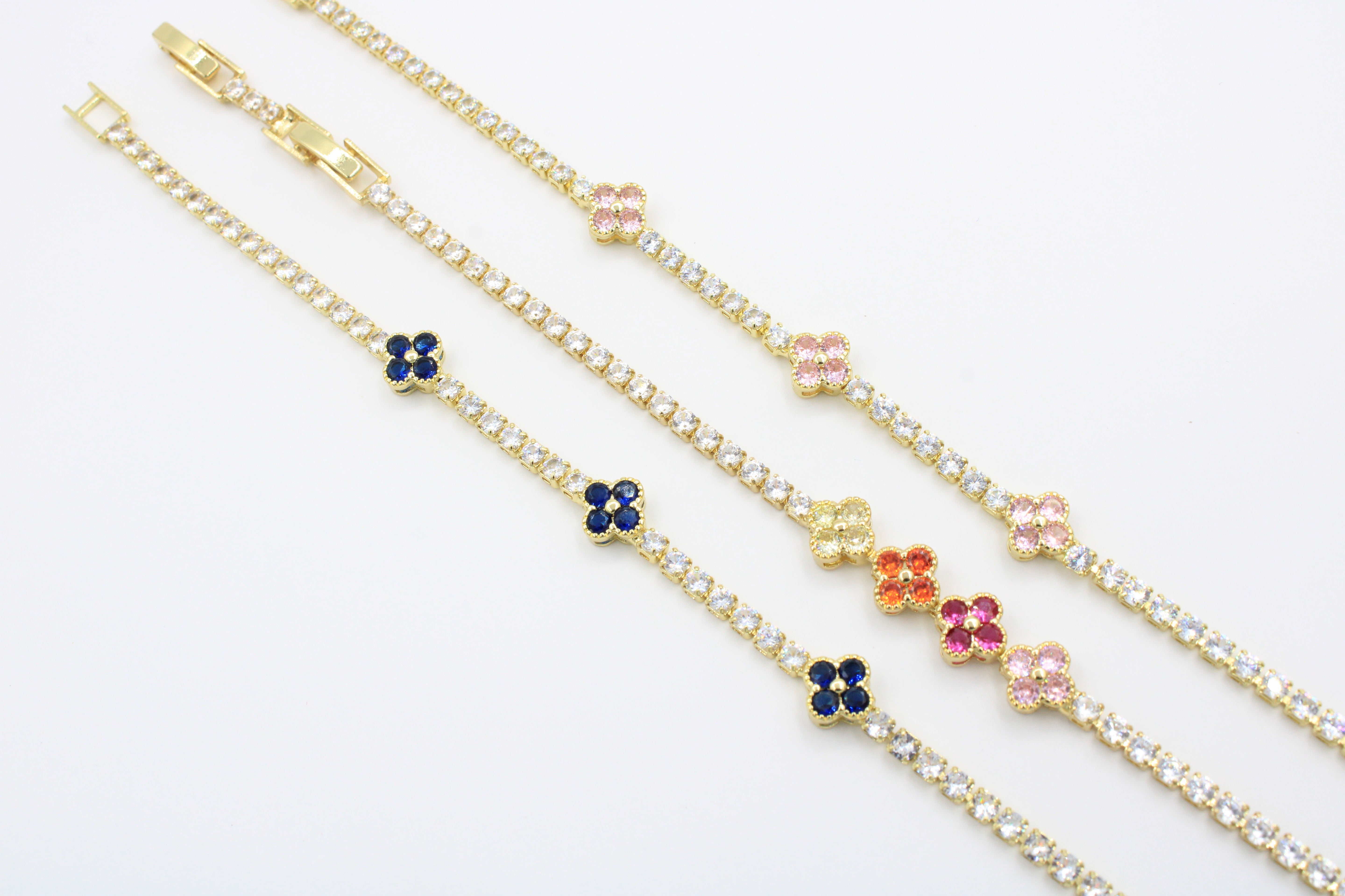 Paquete 3pz Pulseras Goldfilled de Trébol mod. 13016