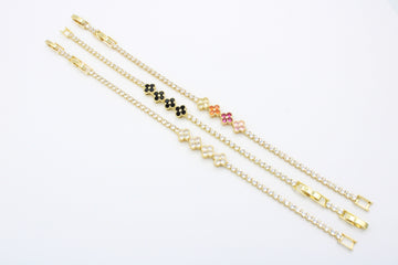 Paquete 3pz Pulseras Goldfilled Trébol mod. 13017