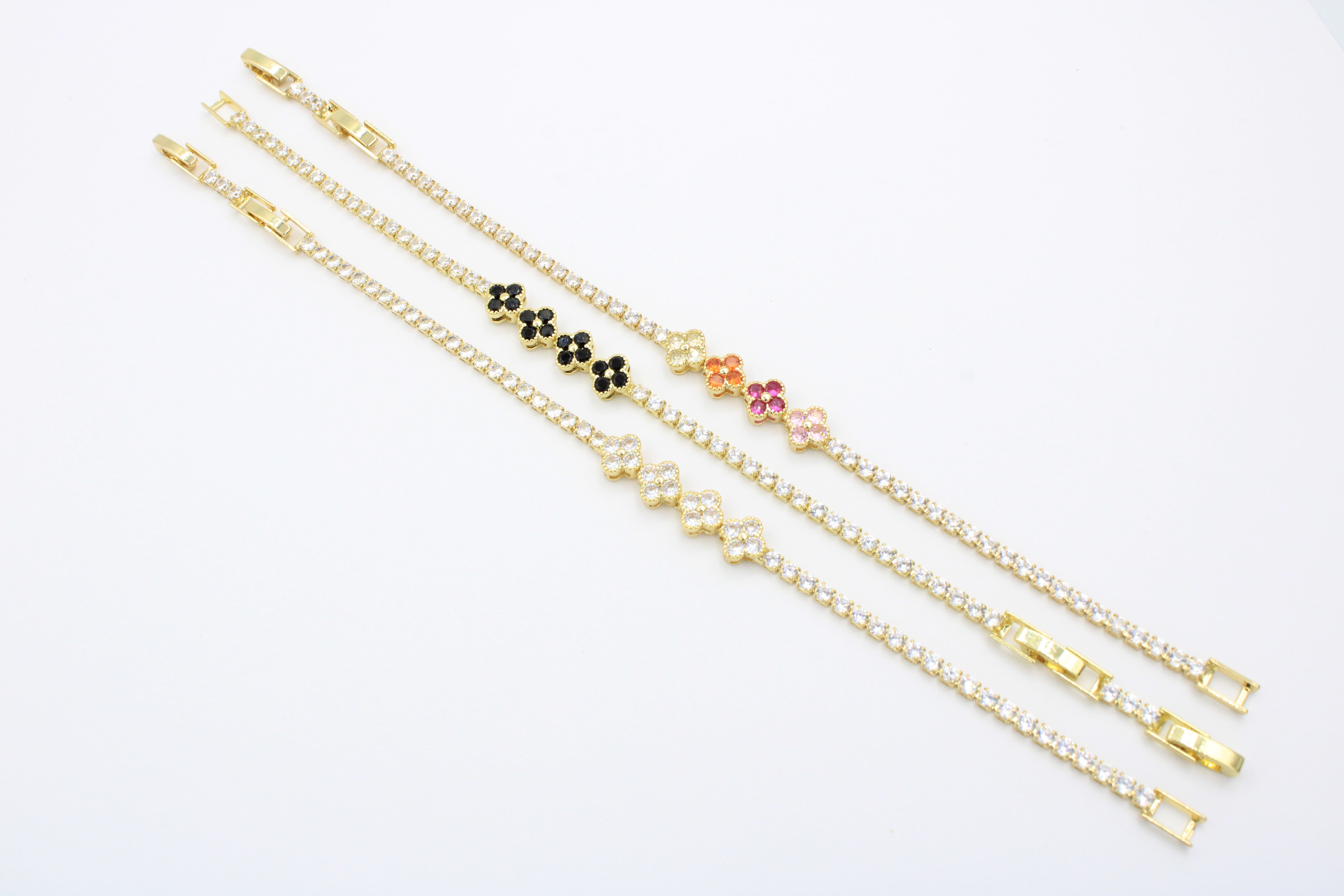 Paquete 3pz Pulseras Goldfilled Trébol mod. 13017