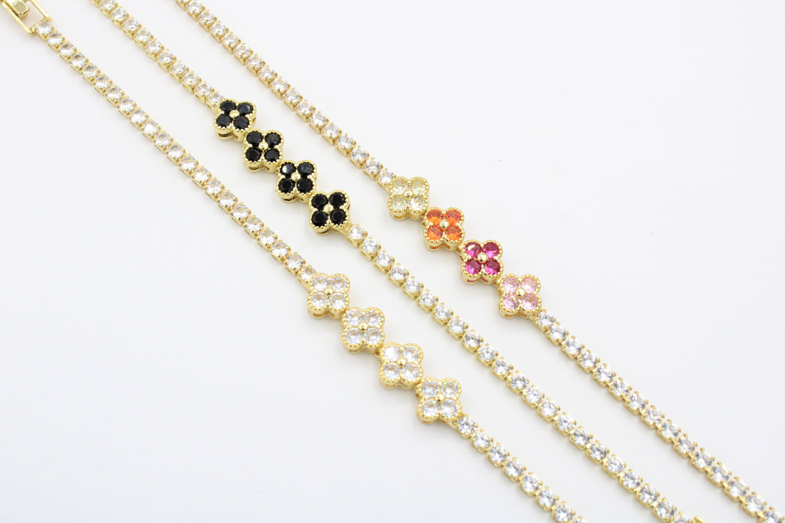 Paquete 3pz Pulseras Goldfilled Trébol mod. 13017