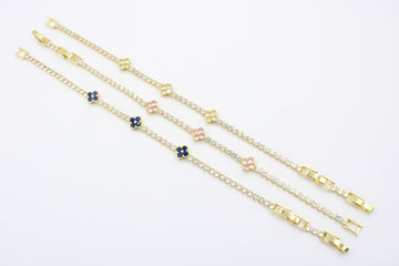 Paquete 3pz Pulseras Goldfilled de Trébol mod. 13018