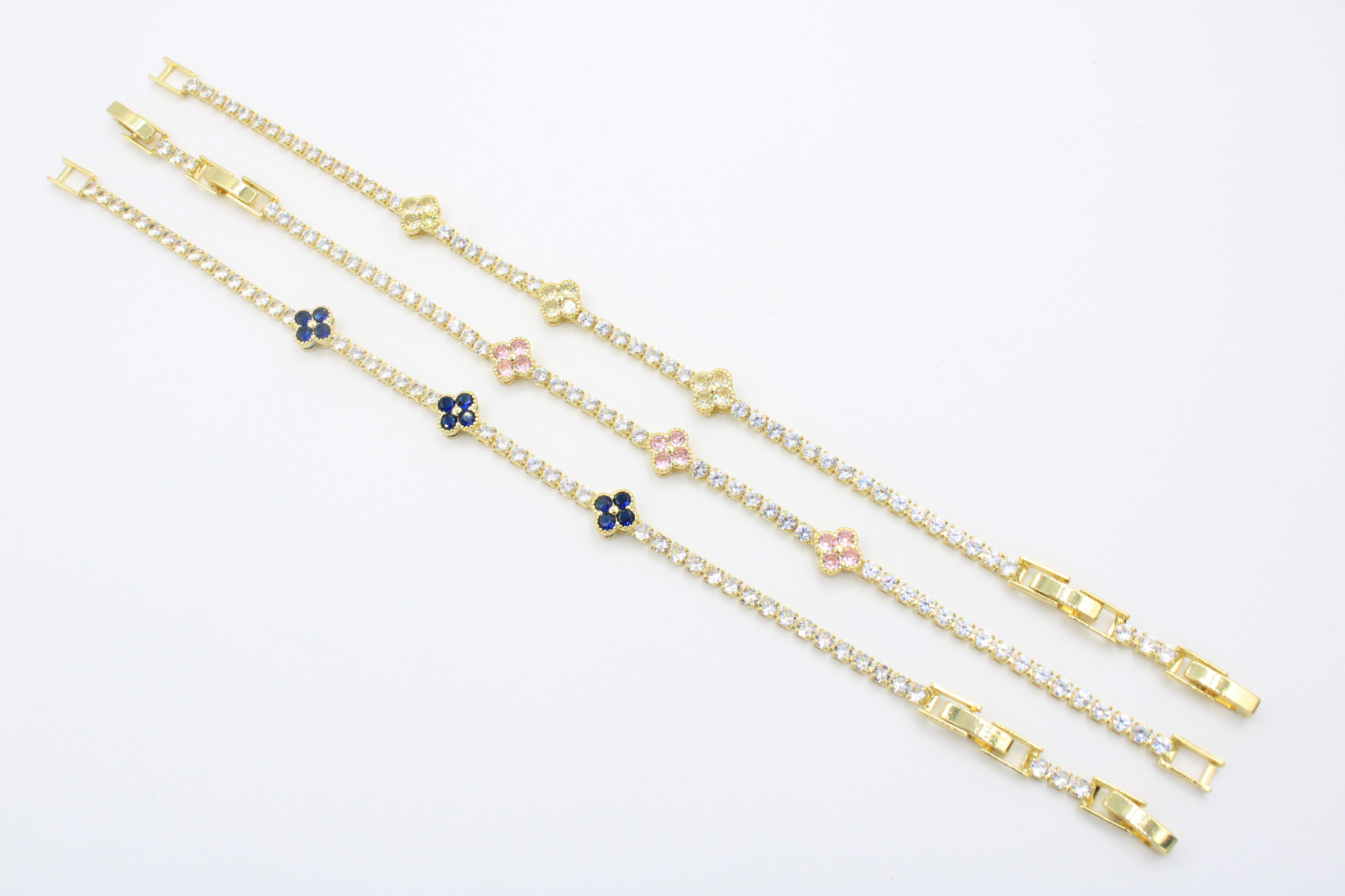 Paquete 3pz Pulseras Goldfilled de Trébol mod. 13018