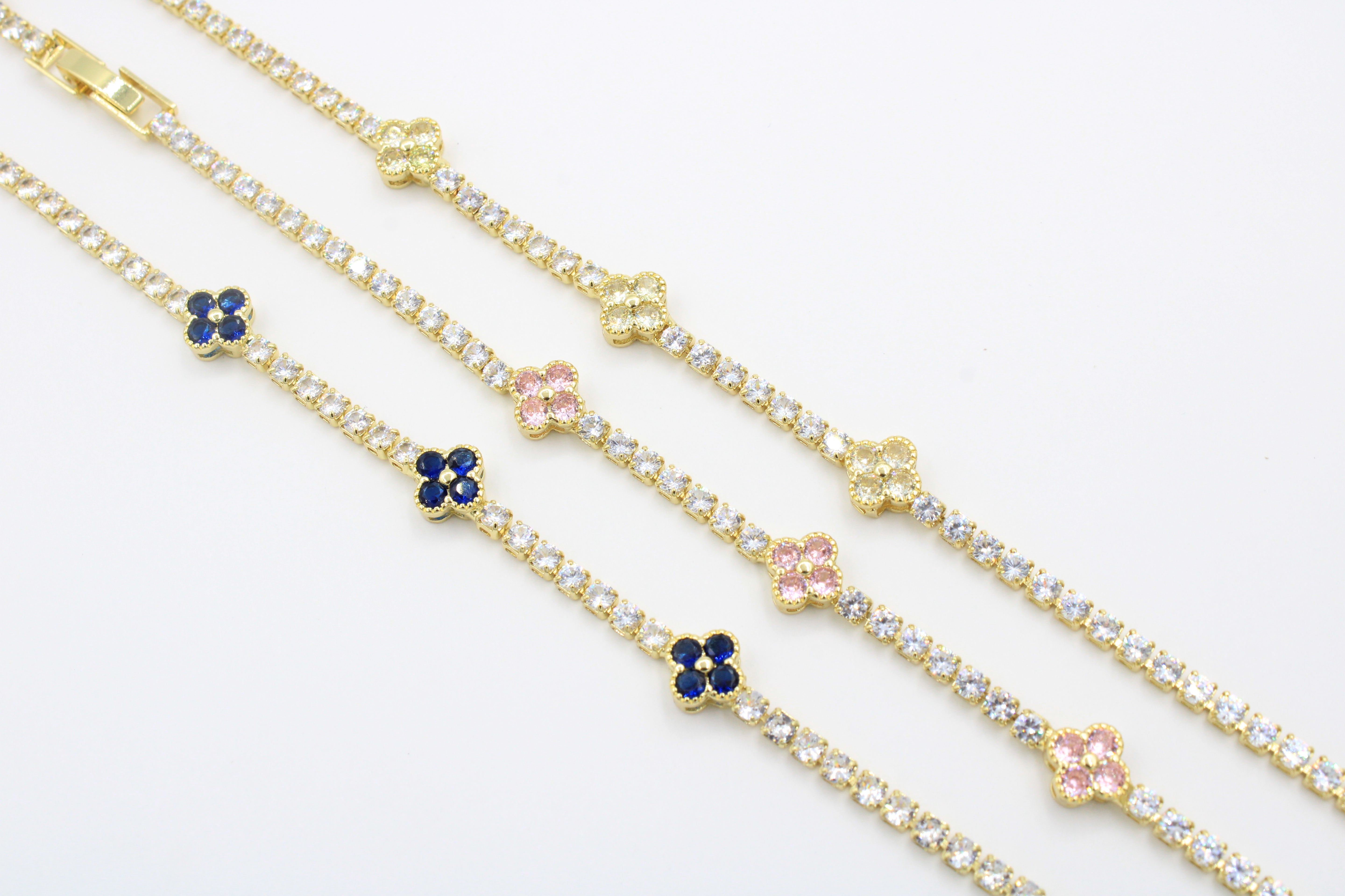 Paquete 3pz Pulseras Goldfilled de Trébol mod. 13018