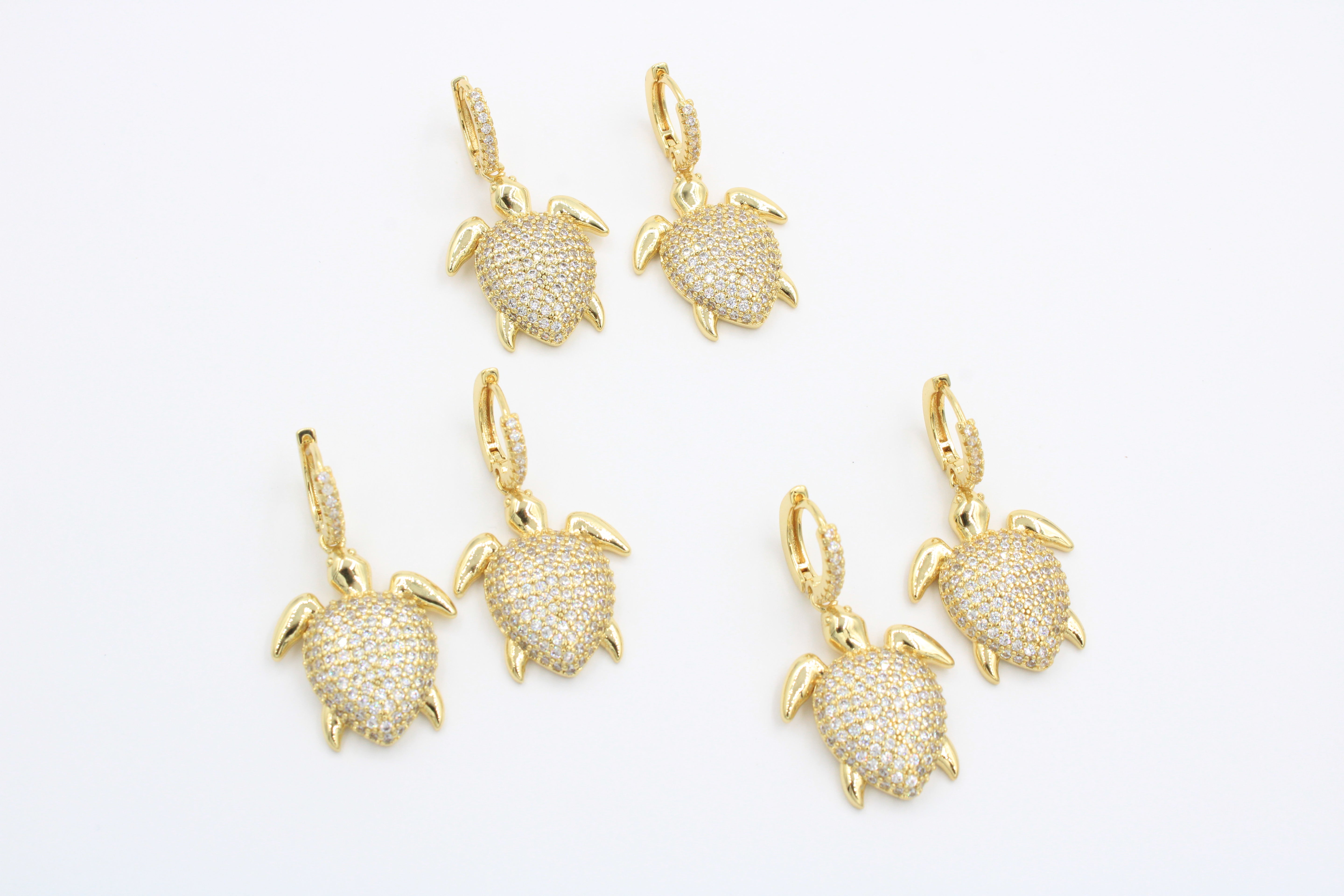 Paquete Grapas de Goldfilled 3pz Tortugas y Zirconias mod. 10011