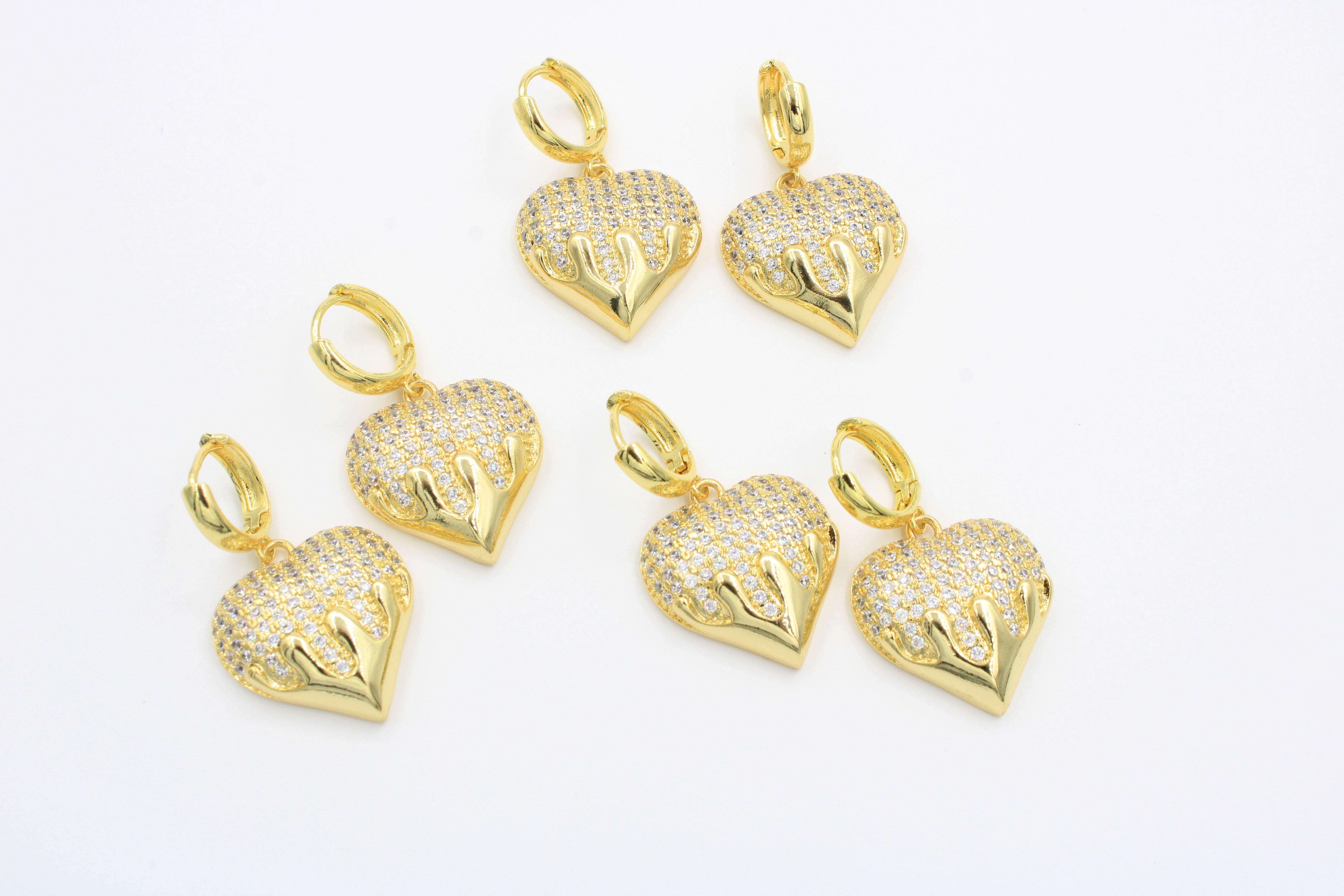 Paquete Grapas de Goldfilled 3pz Corazones y Zirconias mod. 10010