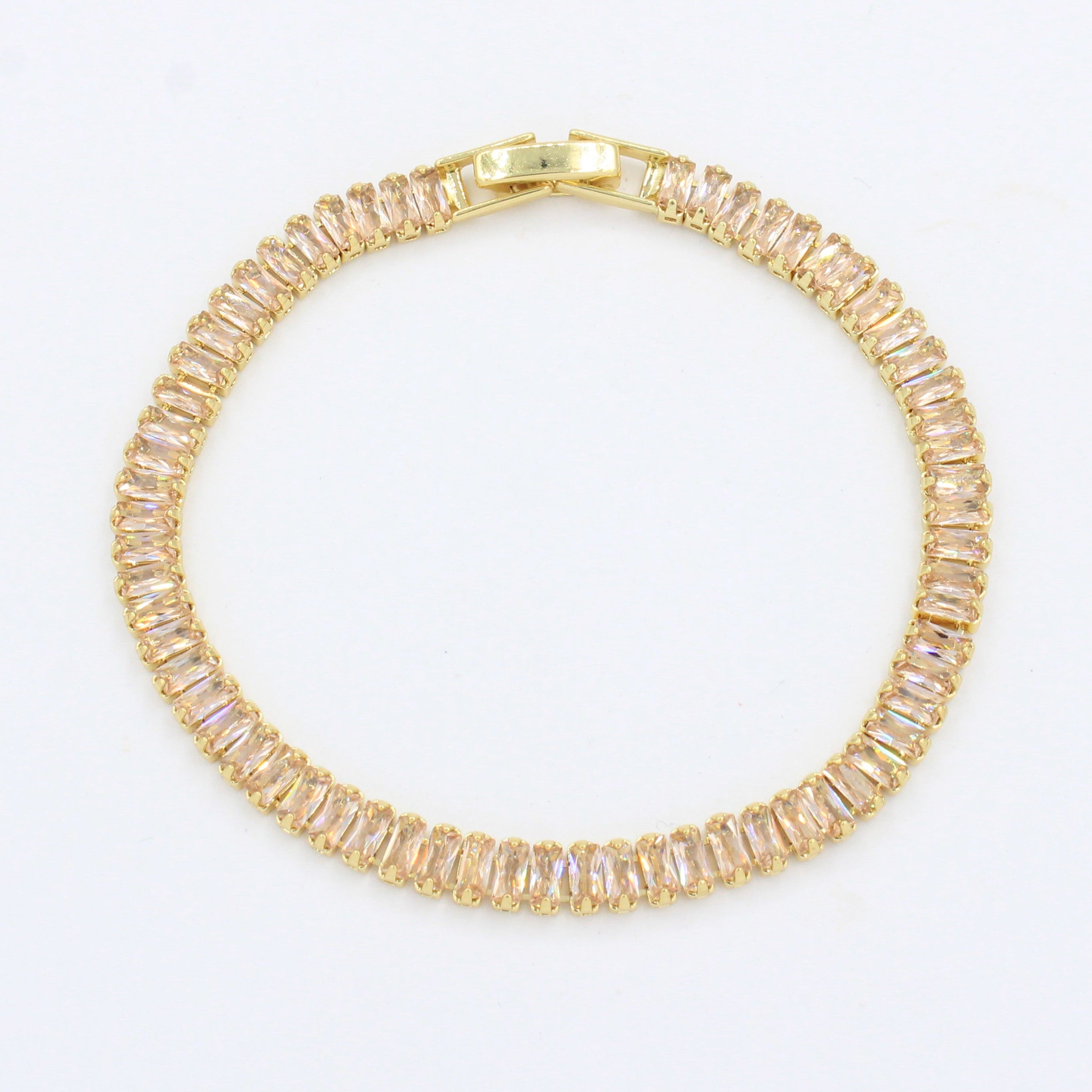 Paquete 3pz Pulsera Goldfilled con Zirconias Estilo Baguette mod. 13029