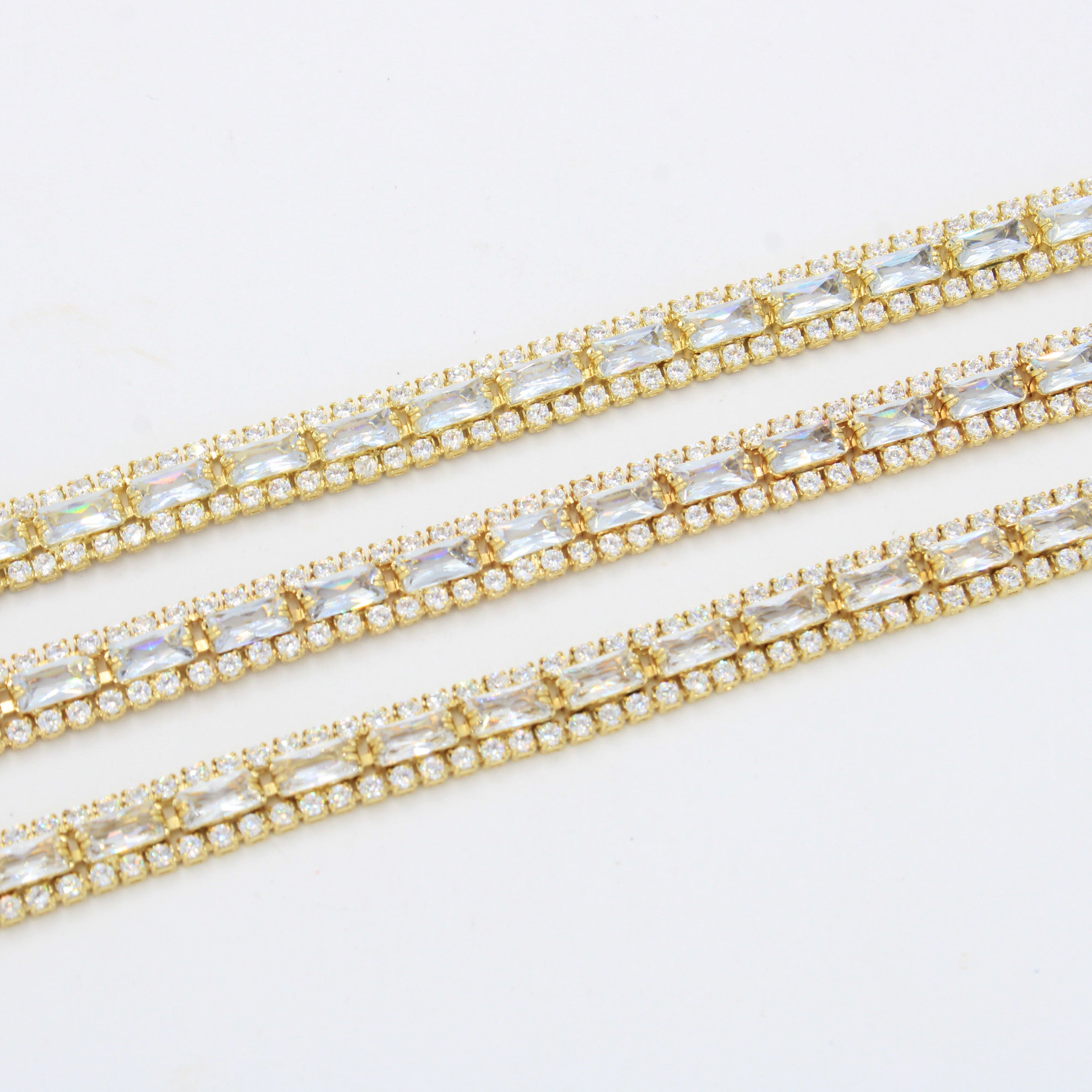 Paquete 3pz Pulseras Goldfilled con Zirconias Combinadas mod. 13020