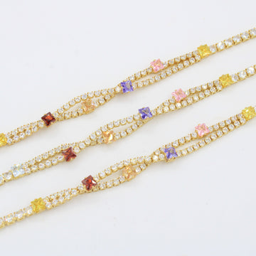 Paquete 3pz Pulseras Goldfilled Estilo Tenis Cruzado mod. 13022