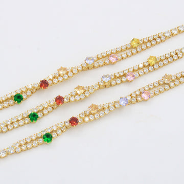 Paquete 3pz Pulseras Goldfilled Estilo Tenis Cruzado mod. 13023