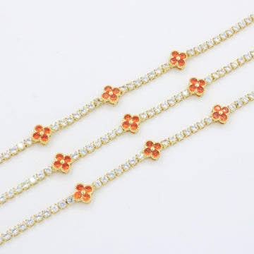 Paquete 3pz Pulseras Goldfilled Trébol Anaranjado mod. 13024