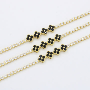 Paquete 3pz Pulsera Goldfilled Trébol Negro. mod. 13028