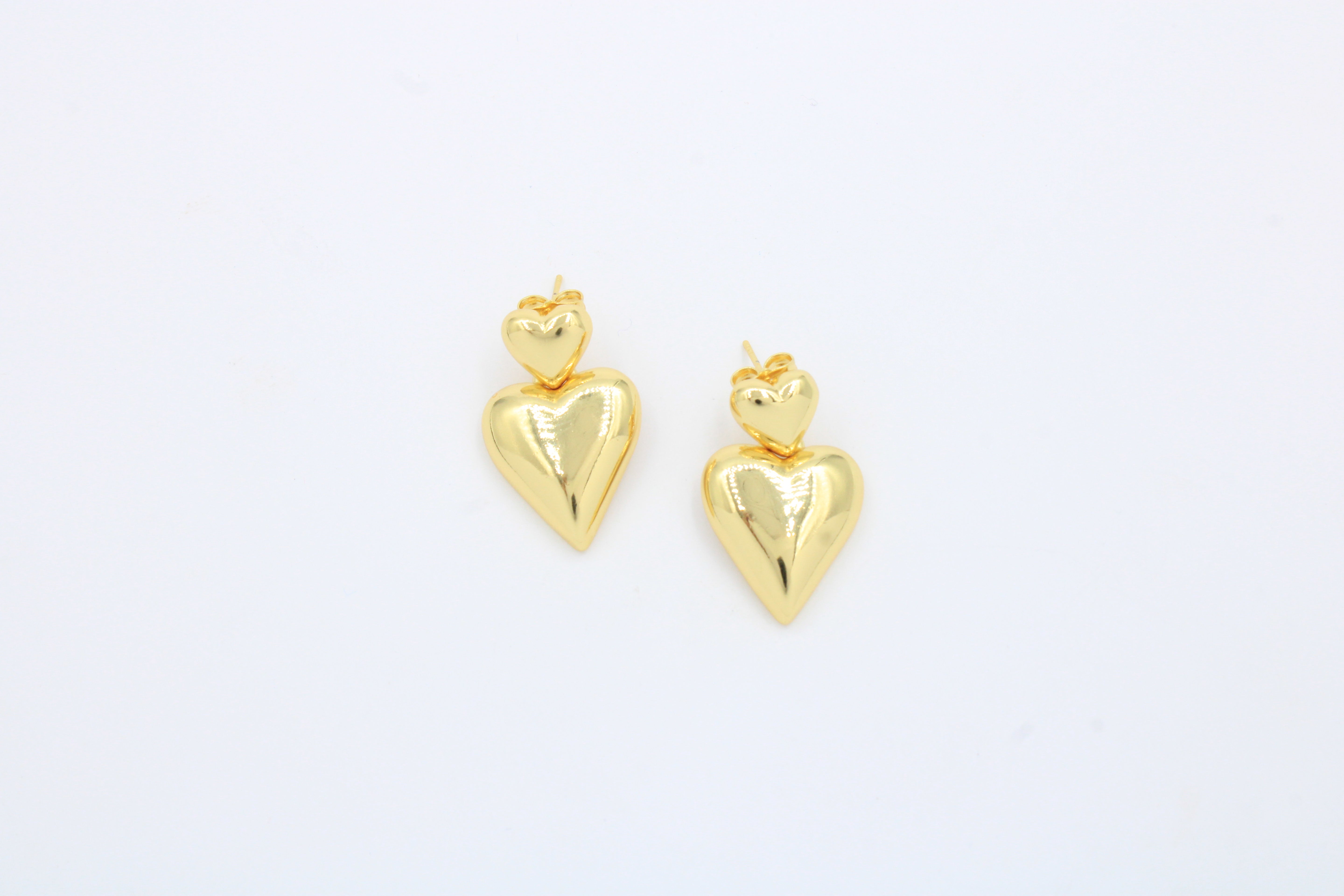 Paquete 2pz Arete de Goldfiled Corazón Colgante mod. 15009