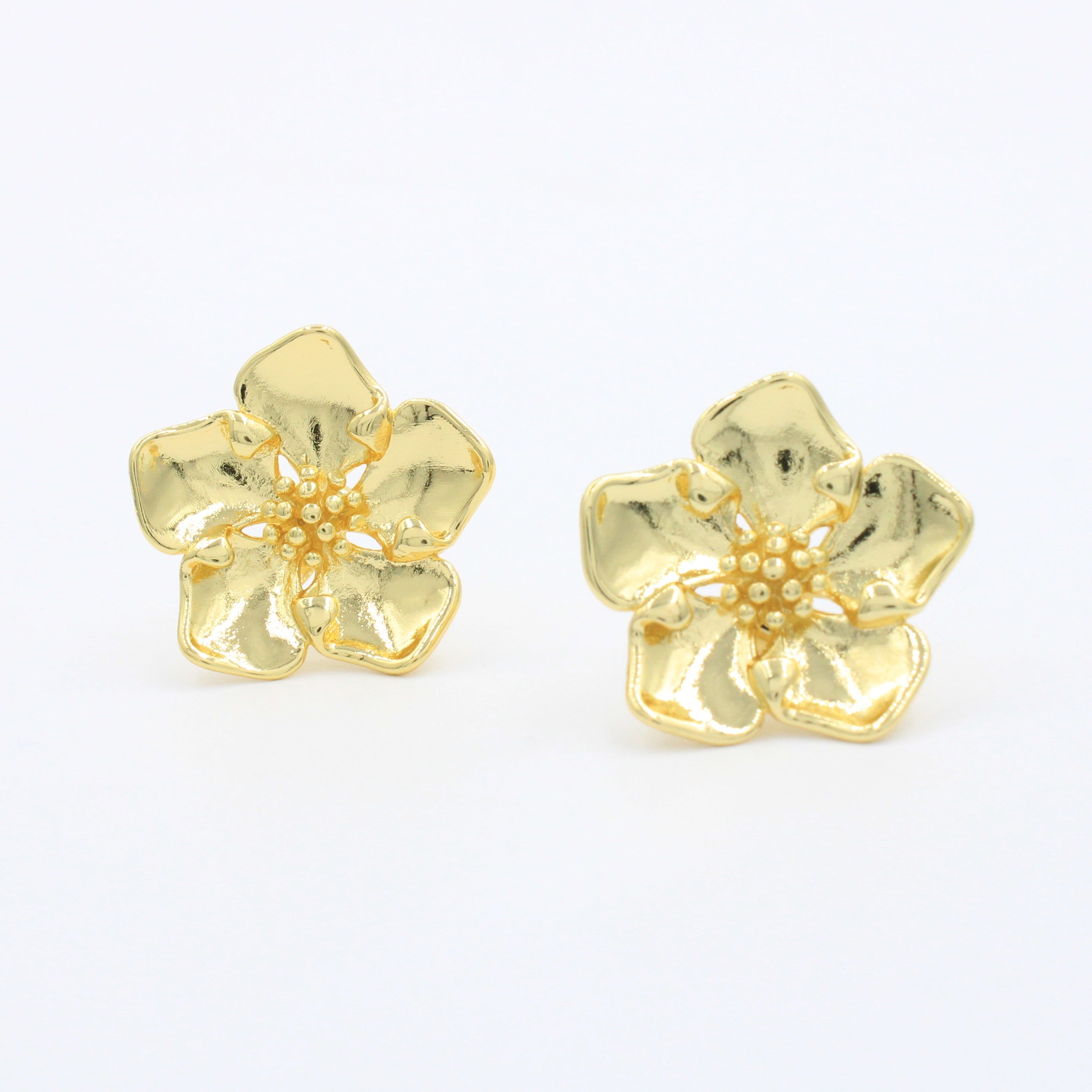 Paquete 3pz Arete de Goldfiled Flor Tropical mod. 15011