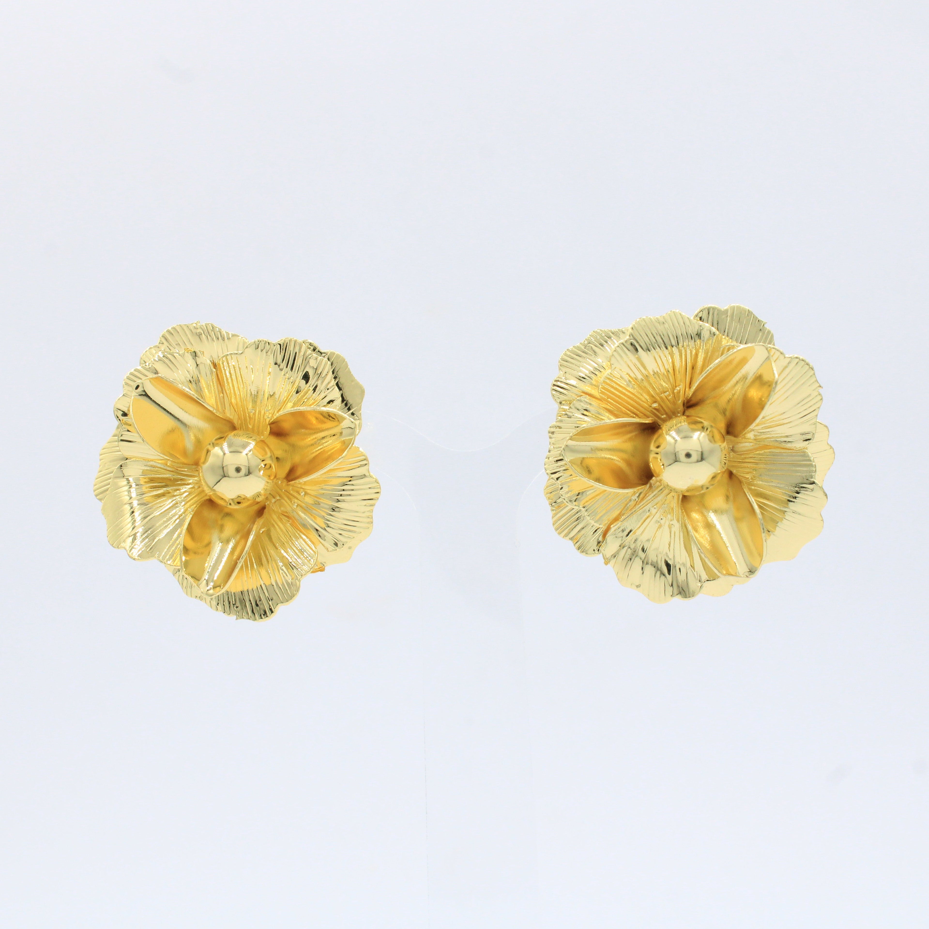 Paquete 3pz Arete de Goldfiled Flor con Pétalos mod. 15015