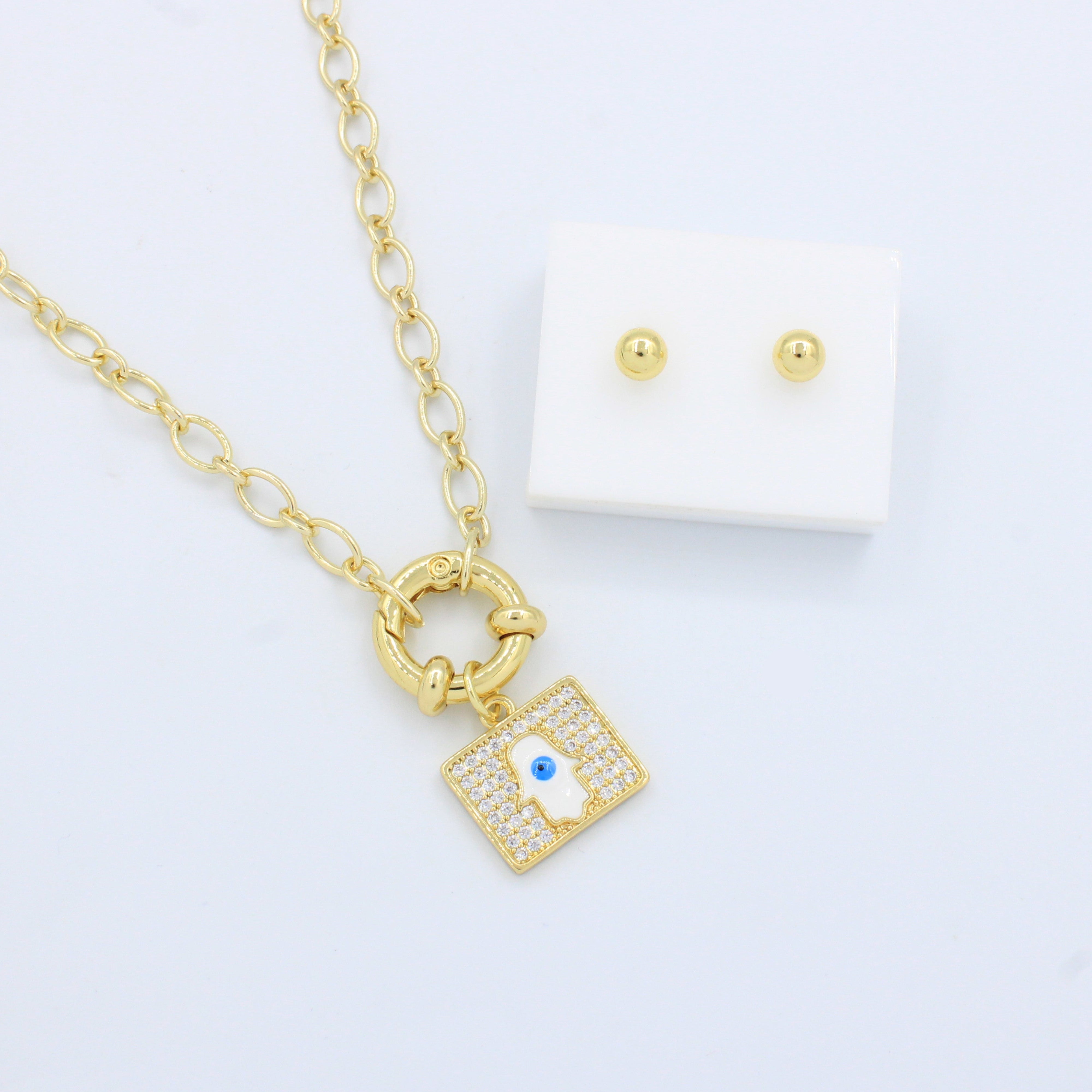 Set de Joyería de Goldfilled Mano de Fátima mod. 7061