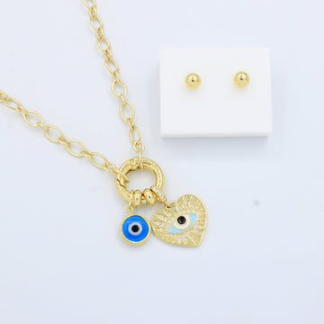 Set de Joyería de Goldfilled Corazón y Ojo Turco mod. 7063