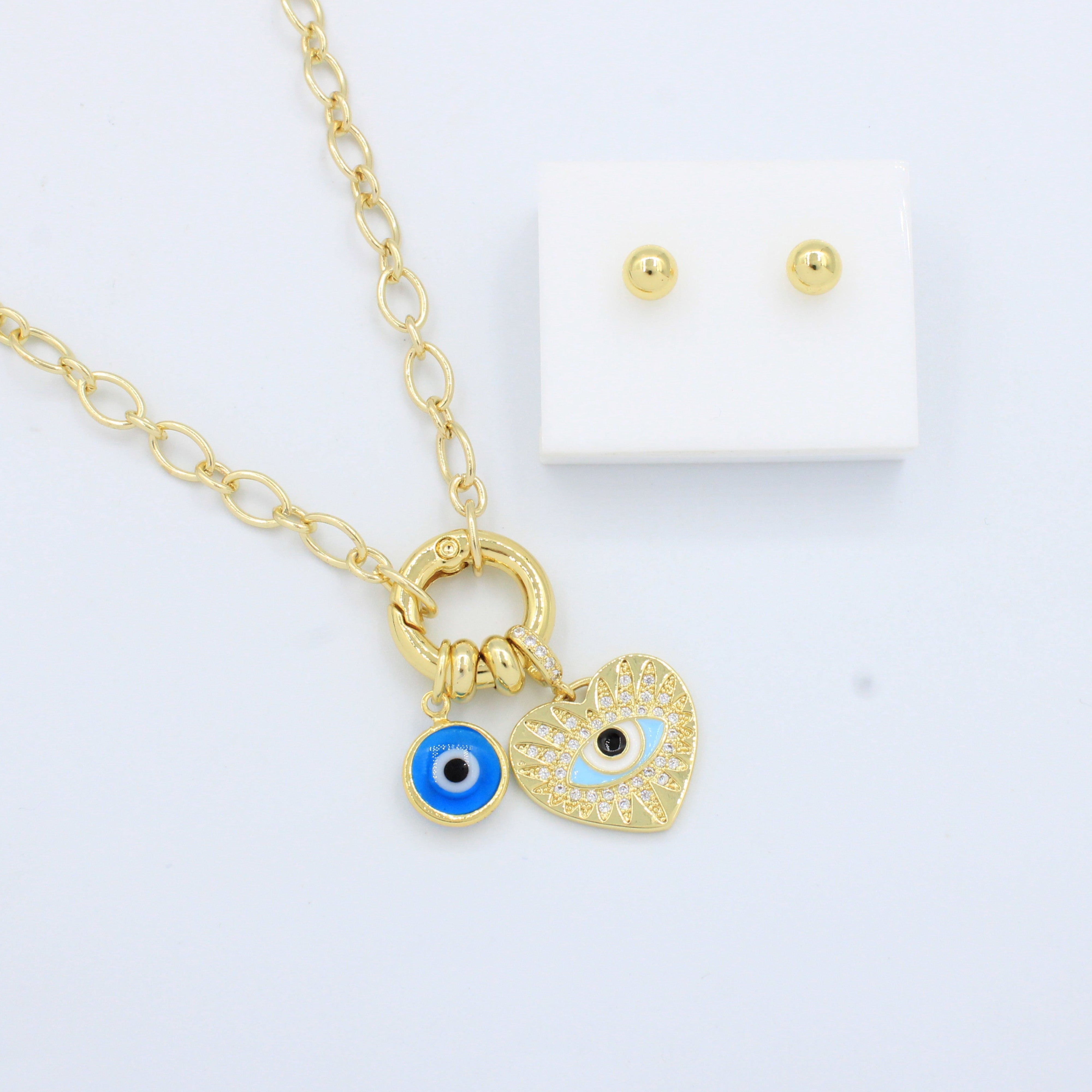 Set de Joyería de Goldfilled Corazón y Ojo Turco mod. 7063