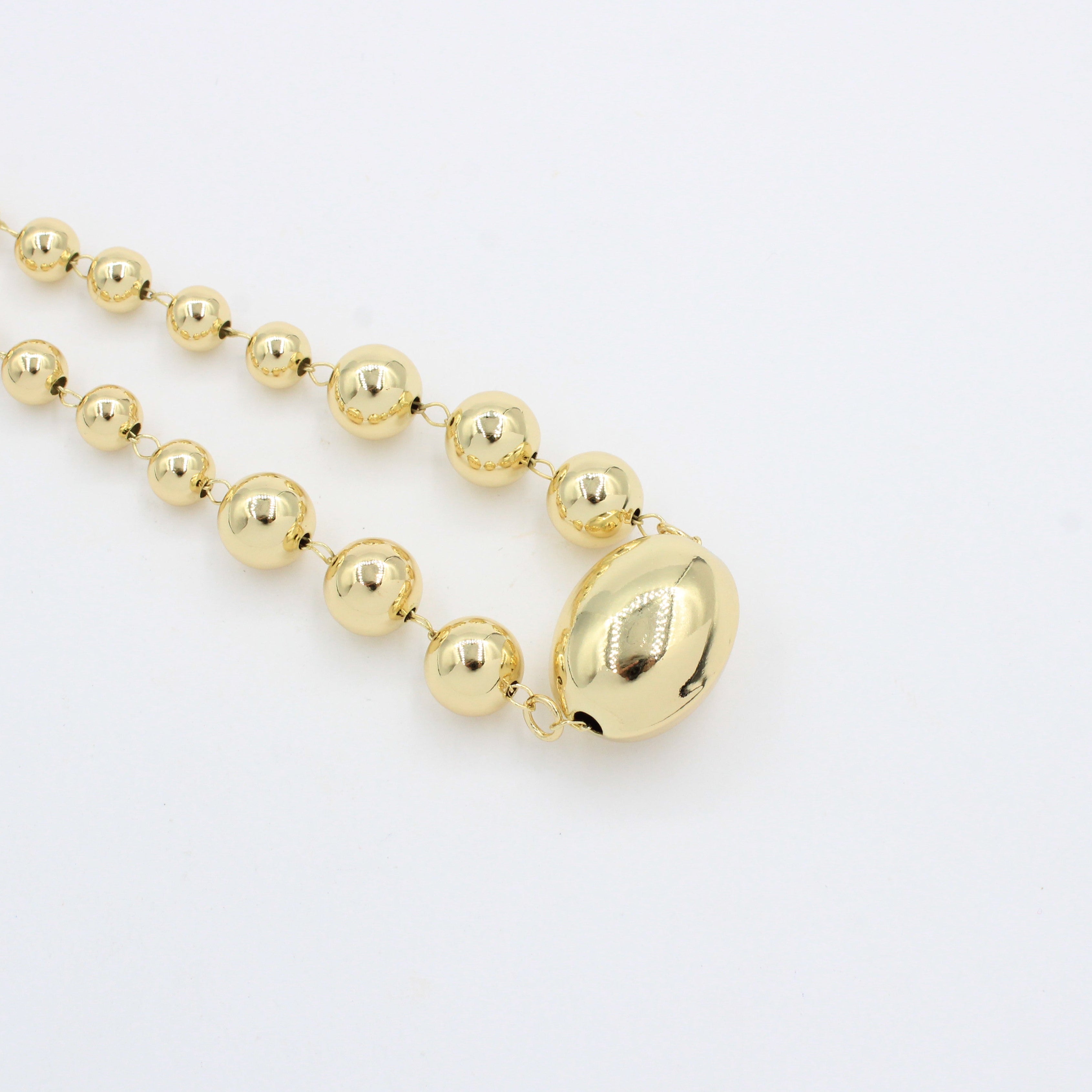 Paquete 2pz Collar de Goldfiled Esferas y Óvalo mod. 16003