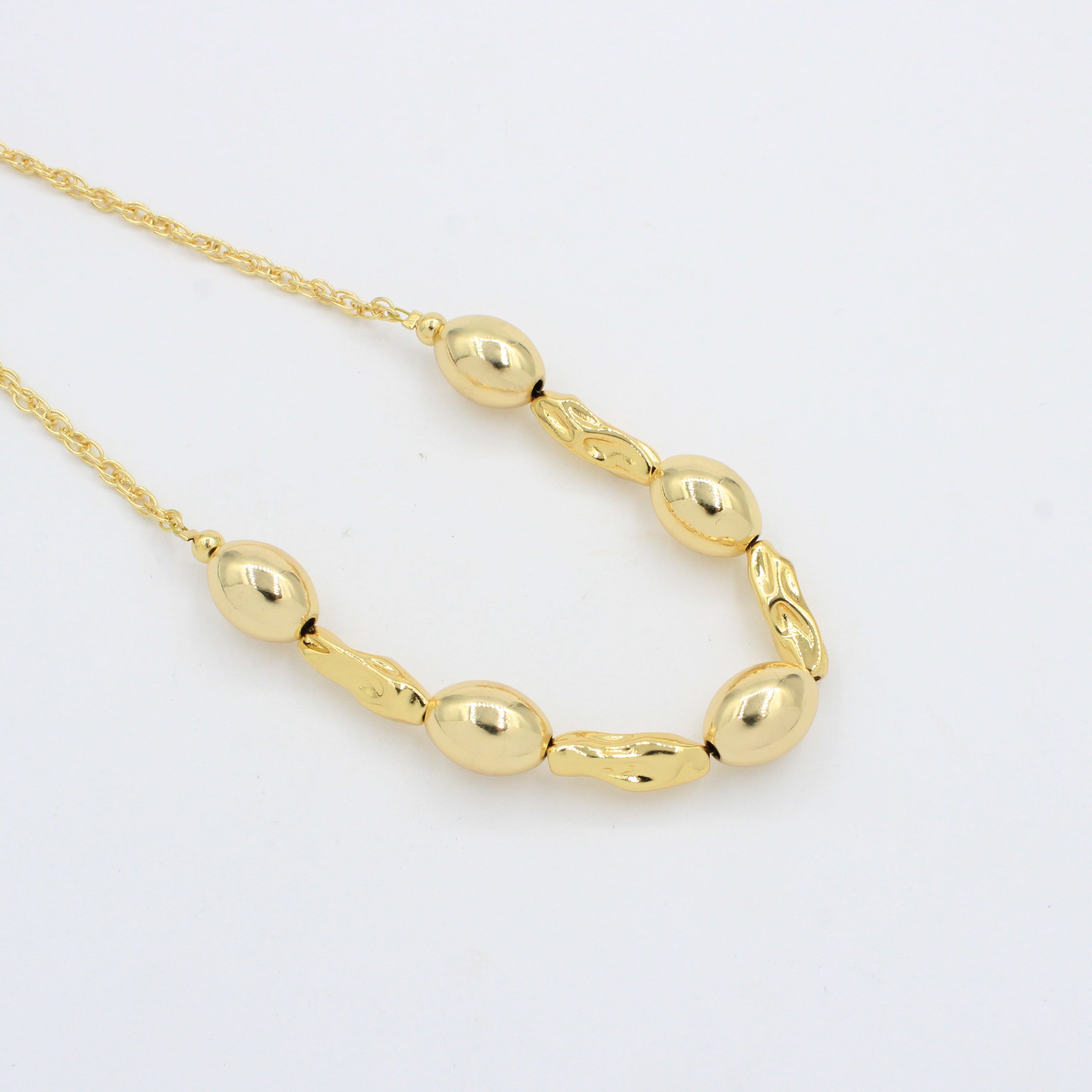 Paquete 2pz Collar de Goldfiled Óvalos con Eslabones Texturizados mod. 16004