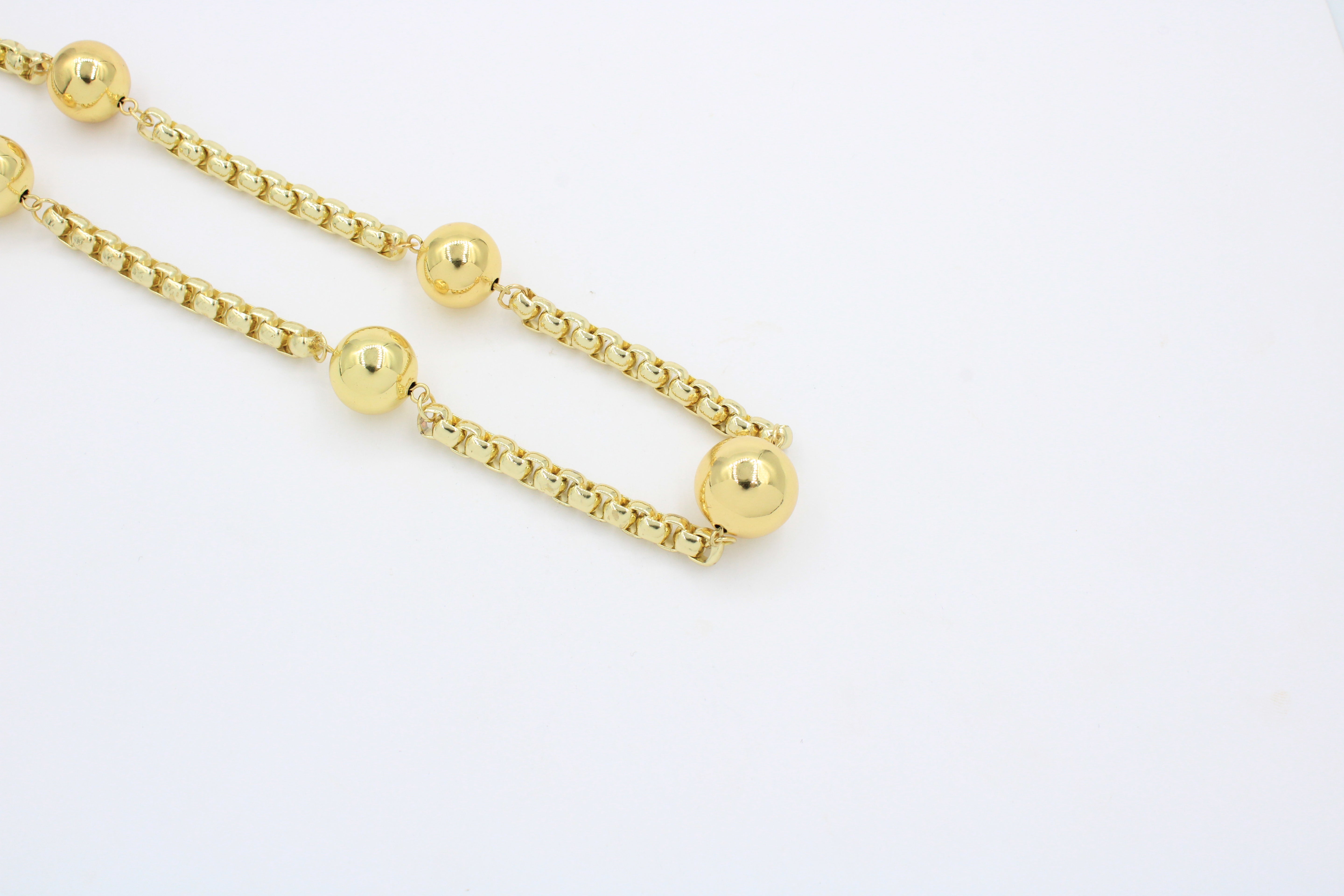 Paquete 2pz Collar de Goldfiled Esferas con Eslabones mod. 16006