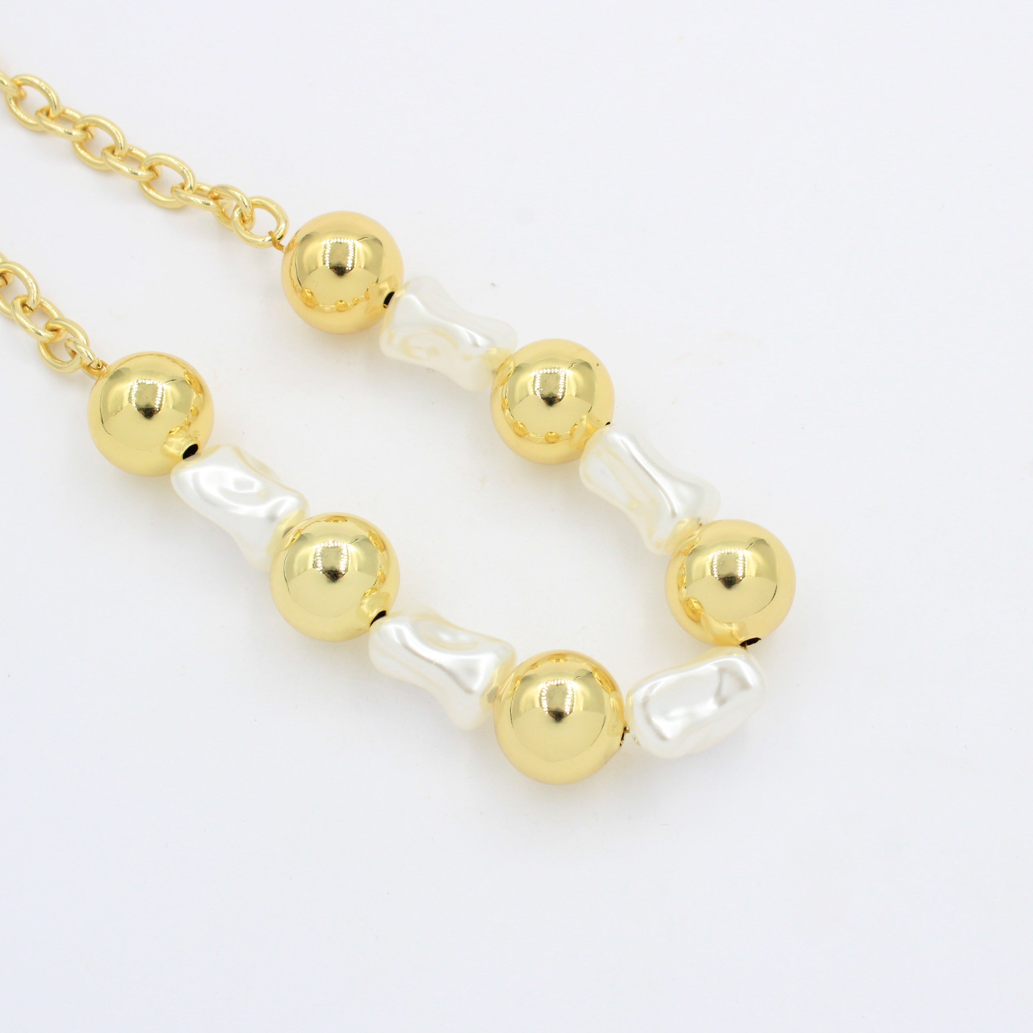 Paquete 2pz Collar de Goldfiled Esferas con Detalles Nacarados mod. 16008