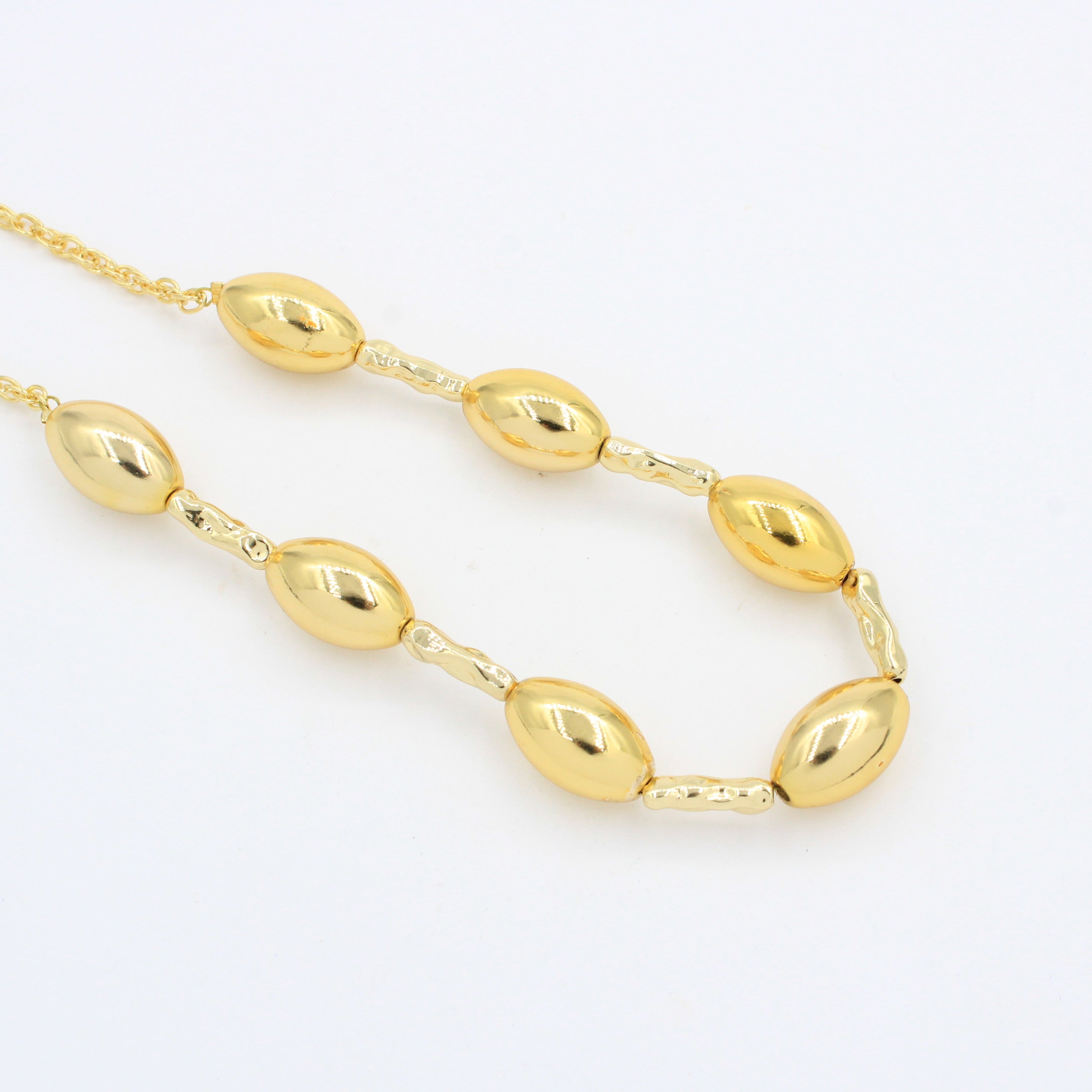 Paquete 2pz Collar de Goldfiled Óvalos y Separadores Texturizados mod. 16009