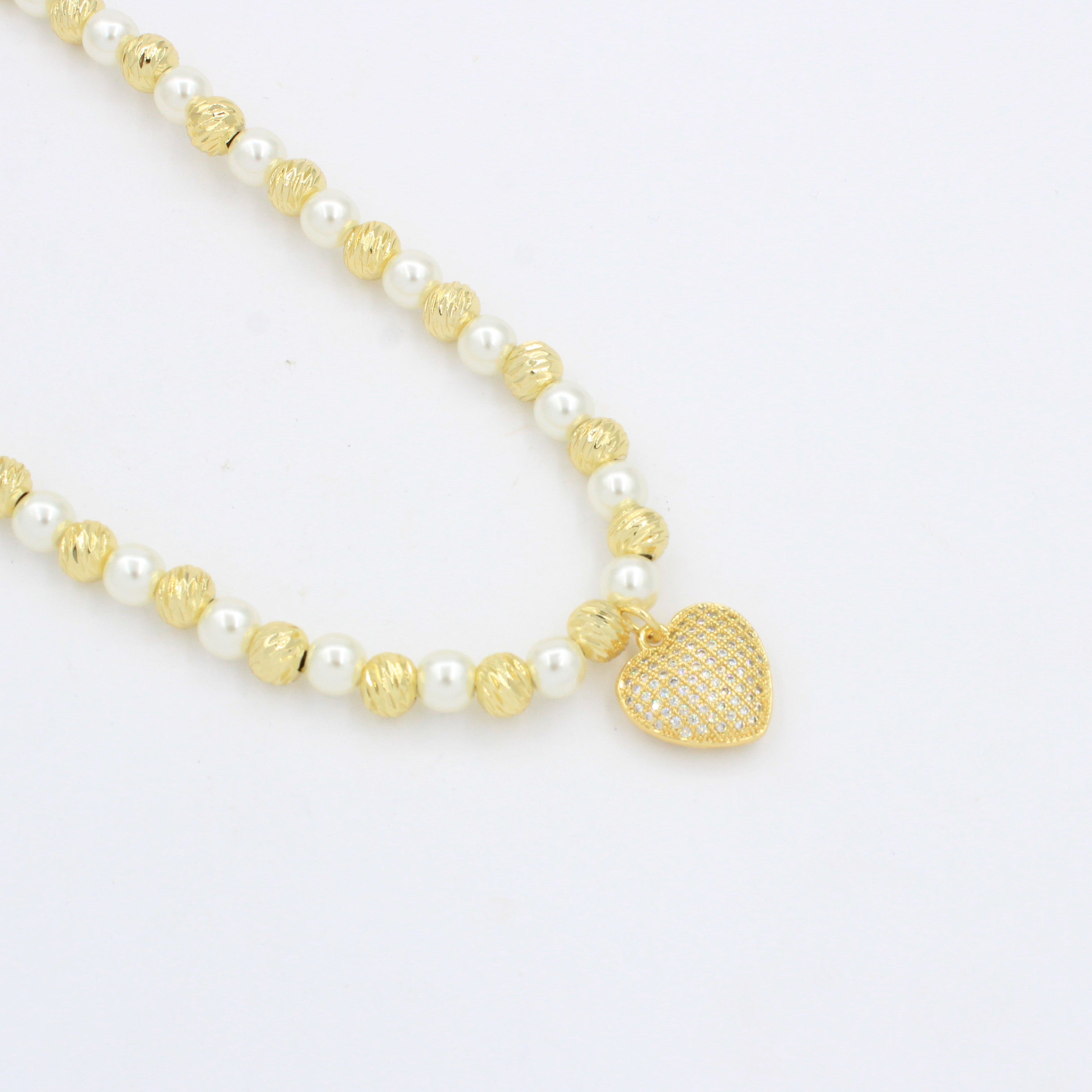 Paquete 2pz Collar de Goldfiled Esferas con Dije de Corazón mod. 16010