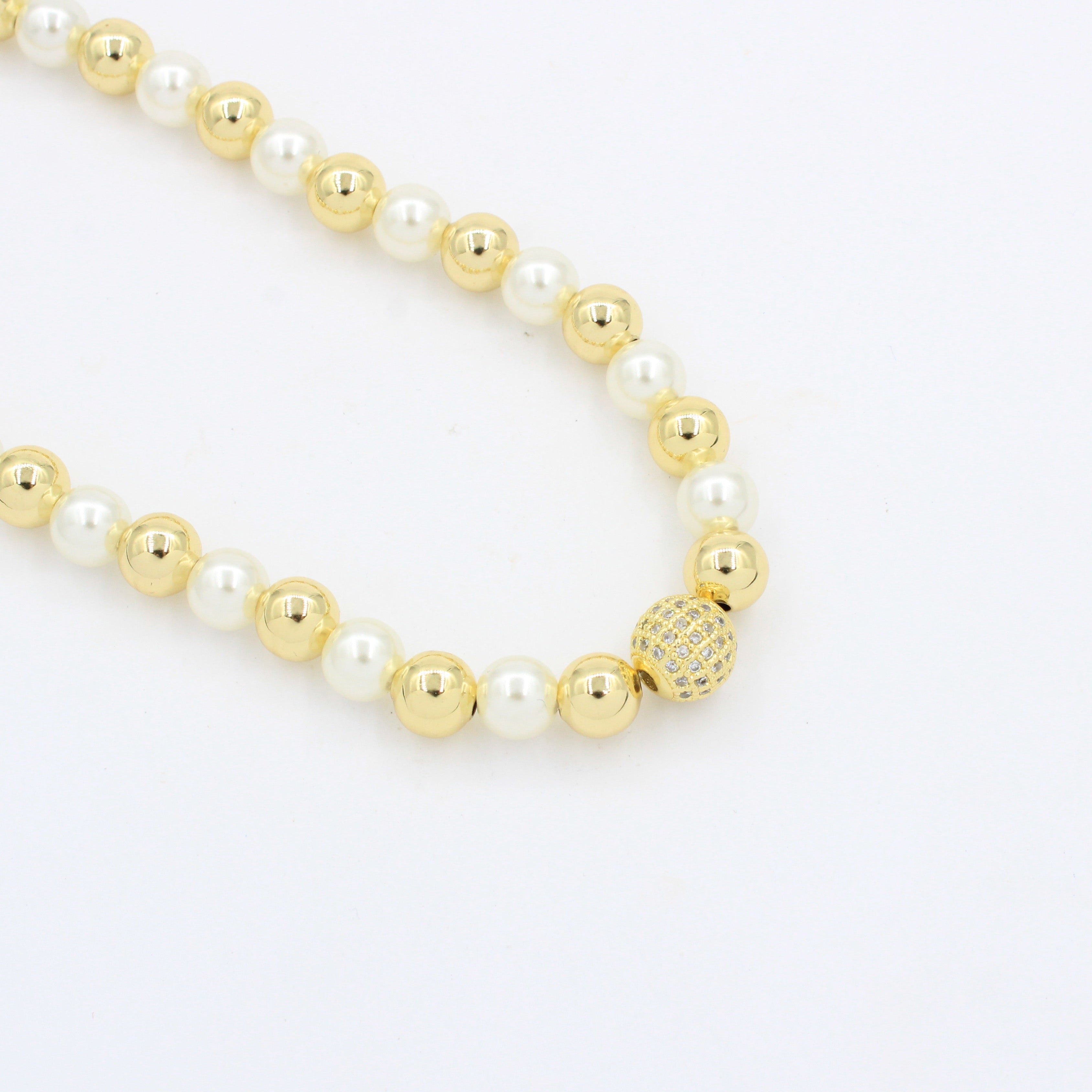 Paquete 2pz Collar de Goldfiled Esferas con Dije de Esfera Brillante mod. 16012