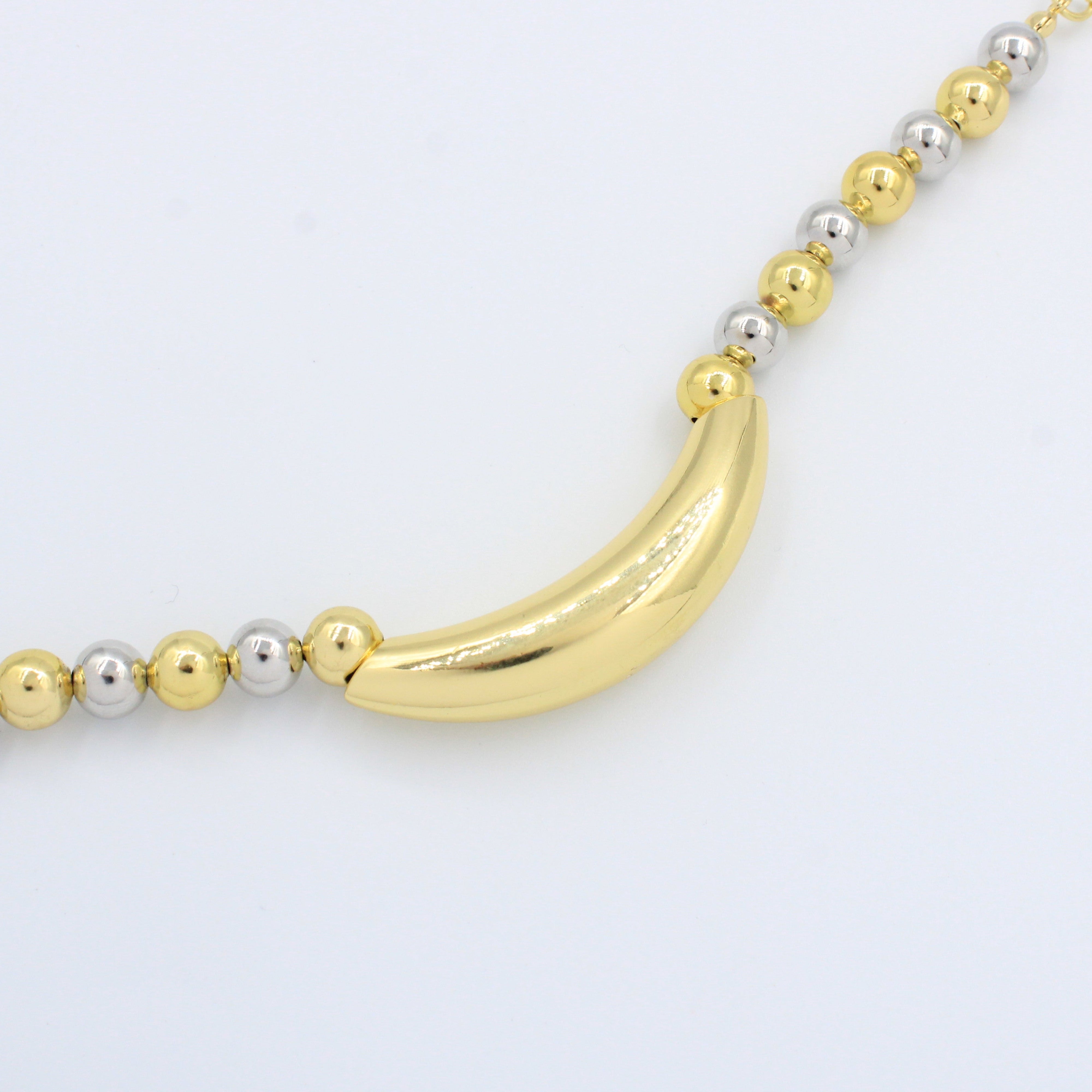 Paquete Pulsera Goldfilled 2pz Barra Curva y Esferas mod. 13039