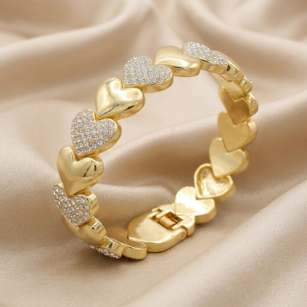 Aro de Goldfilled Corazones Detallados con Zirconias mod. 4039