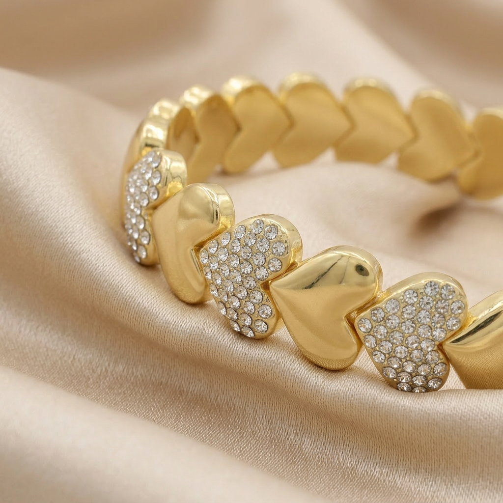 Aro de Goldfilled Corazones Detallados con Zirconias mod. 4039