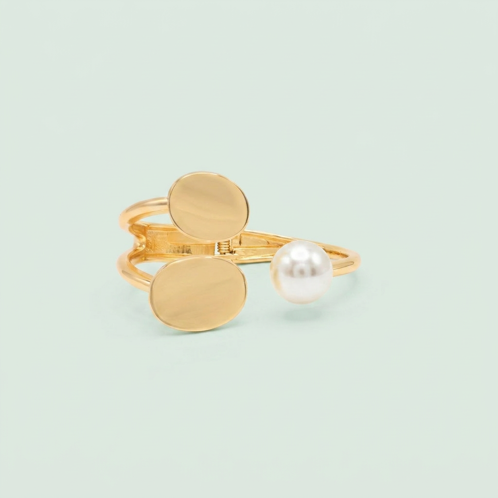 Aro de Goldfilled de Doble Ovalo y Perla 1291