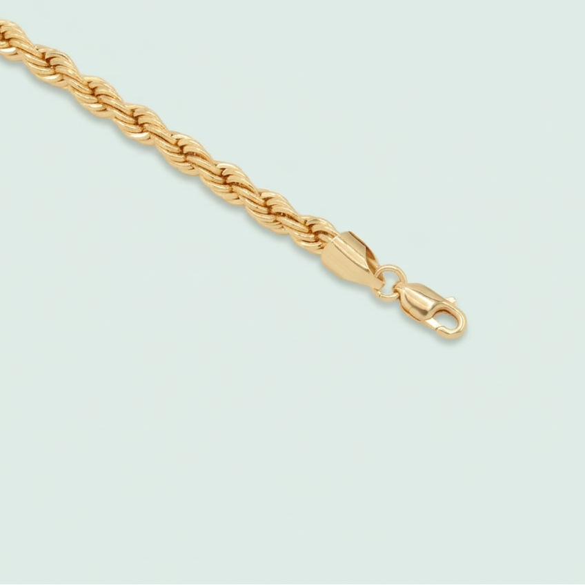 Pulsera Oro Laminado Torzal Brillante y Tejido Mediano mod. 1416