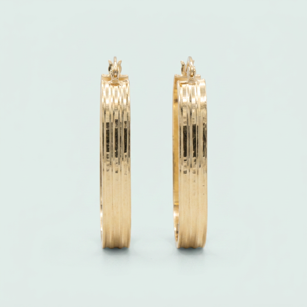 Arracada de Oro Laminado con Diseño Rectangular Grande mod. 1410