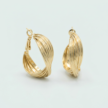 Arracada de Goldfilled con Diseño Torzal con Rayas mod. 1233