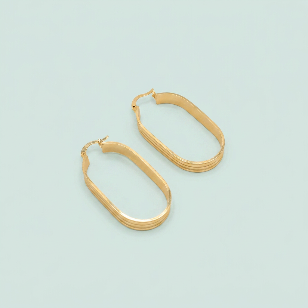 Arracada de Oro Laminado con Diseño Rectangular Grande mod. 1410