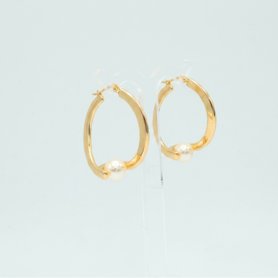 Arracada de Goldfilled con Diseño Cruzado con Perla mod. 1352