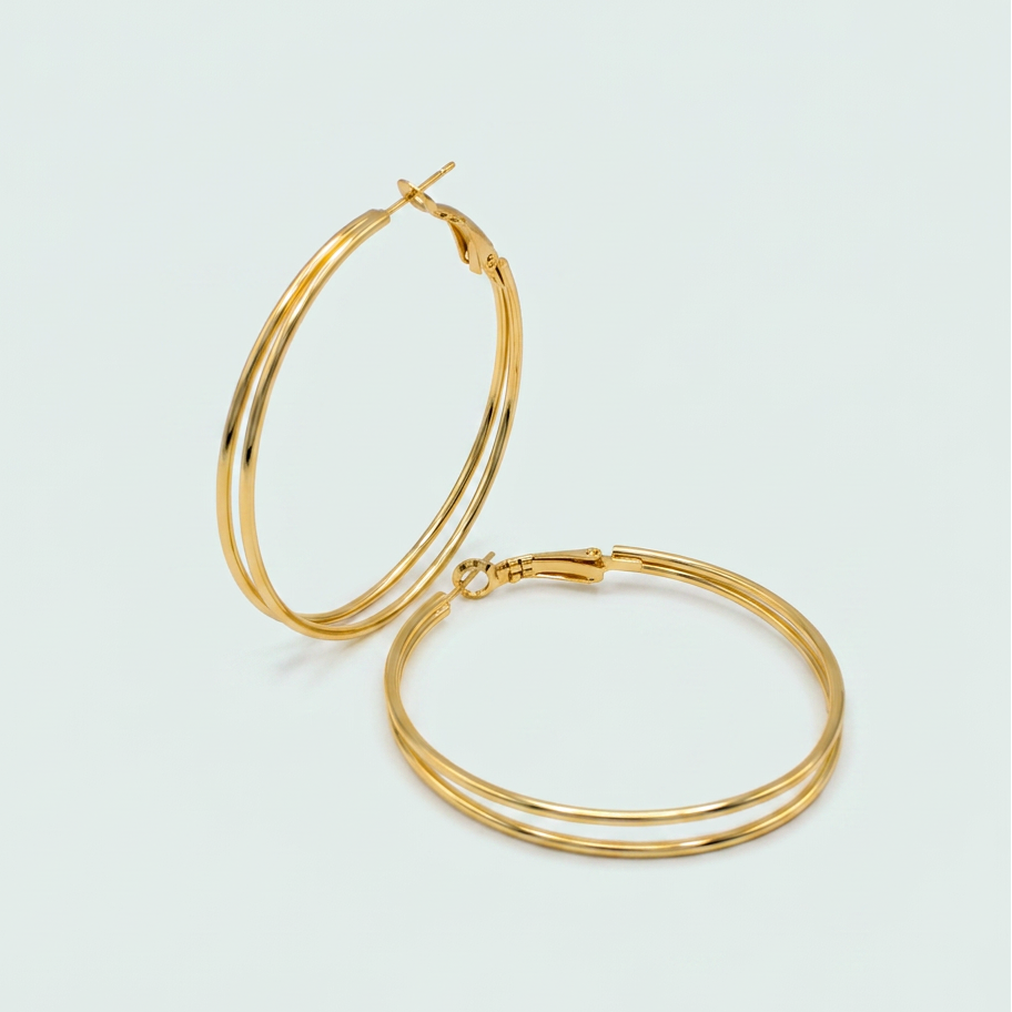 Arracada de Goldfilled Doble Lisa mod. 1358